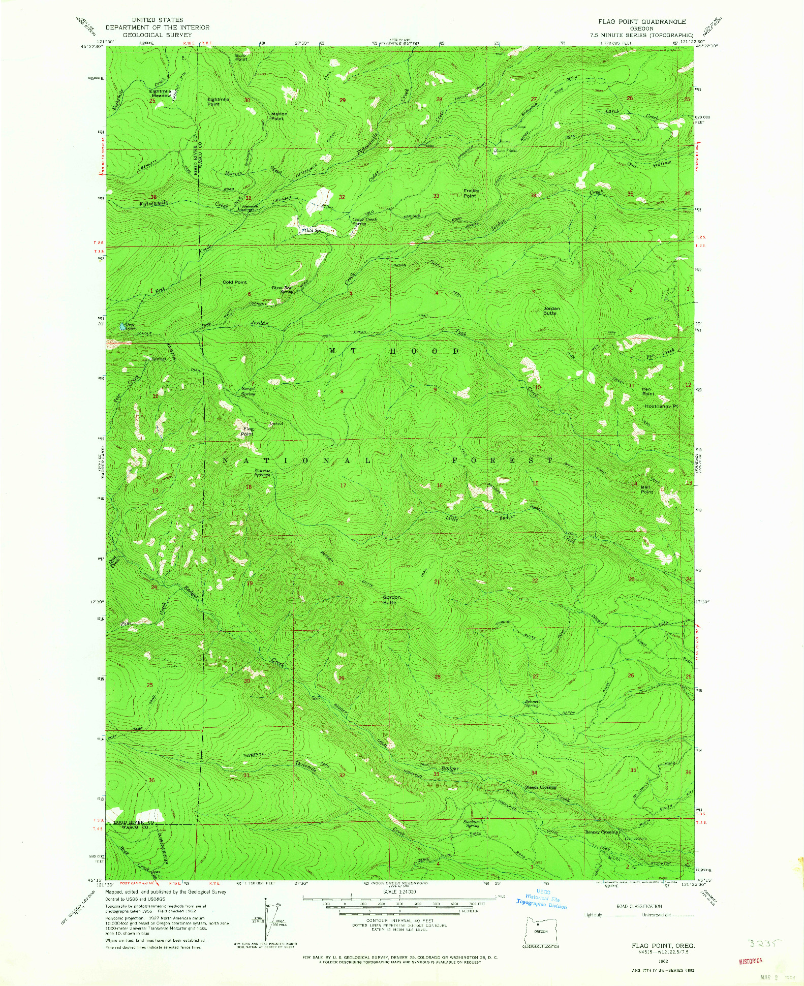 USGS 1:24000-SCALE QUADRANGLE FOR FLAG POINT, OR 1962