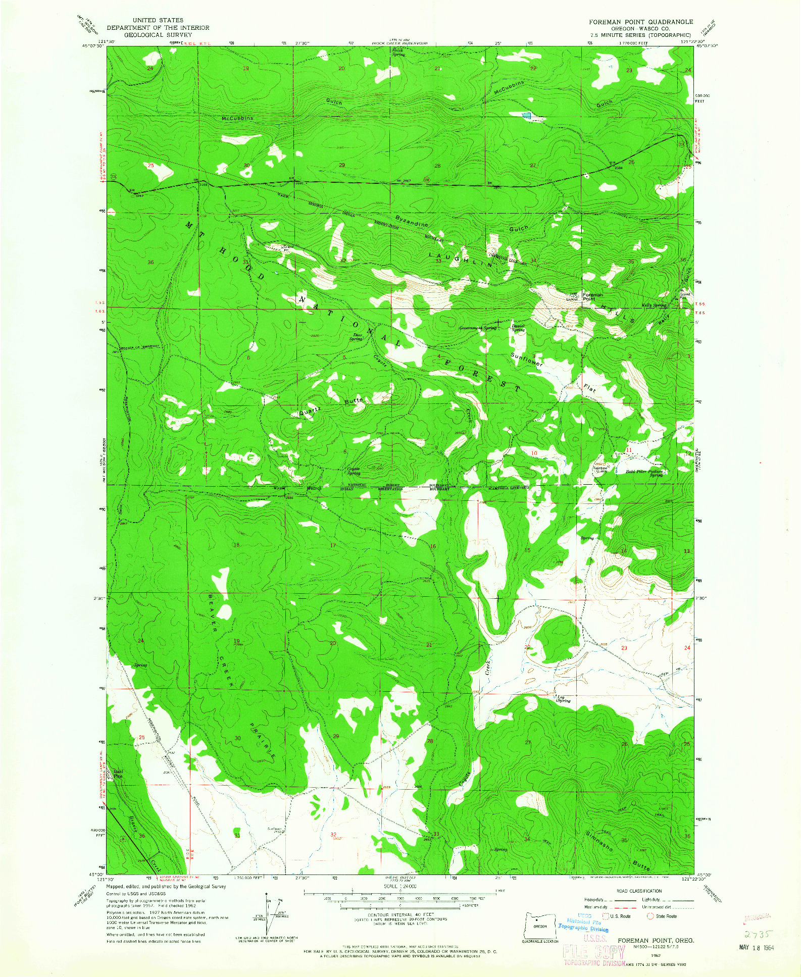 USGS 1:24000-SCALE QUADRANGLE FOR FOREMAN POINT, OR 1962