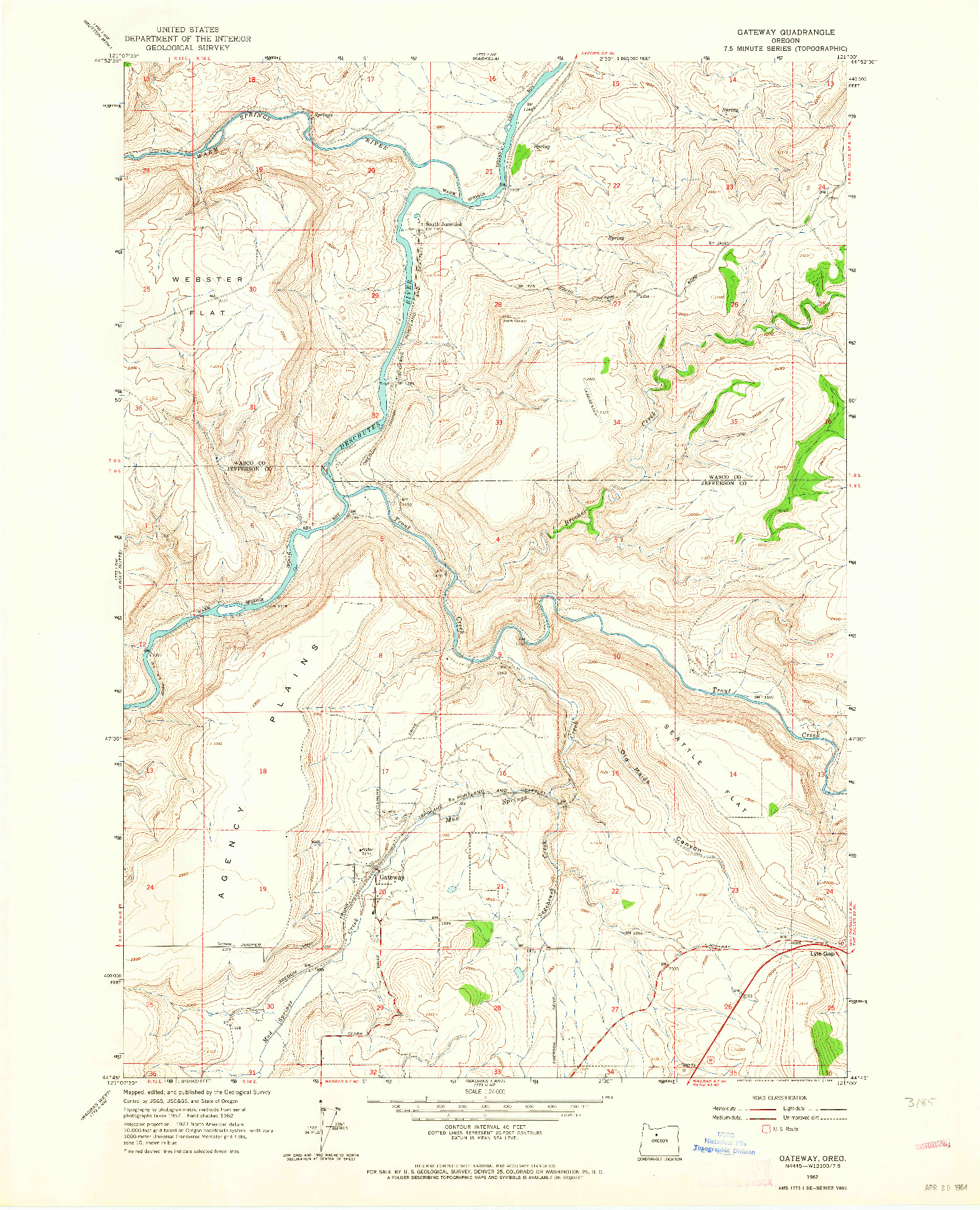 USGS 1:24000-SCALE QUADRANGLE FOR GATEWAY, OR 1962