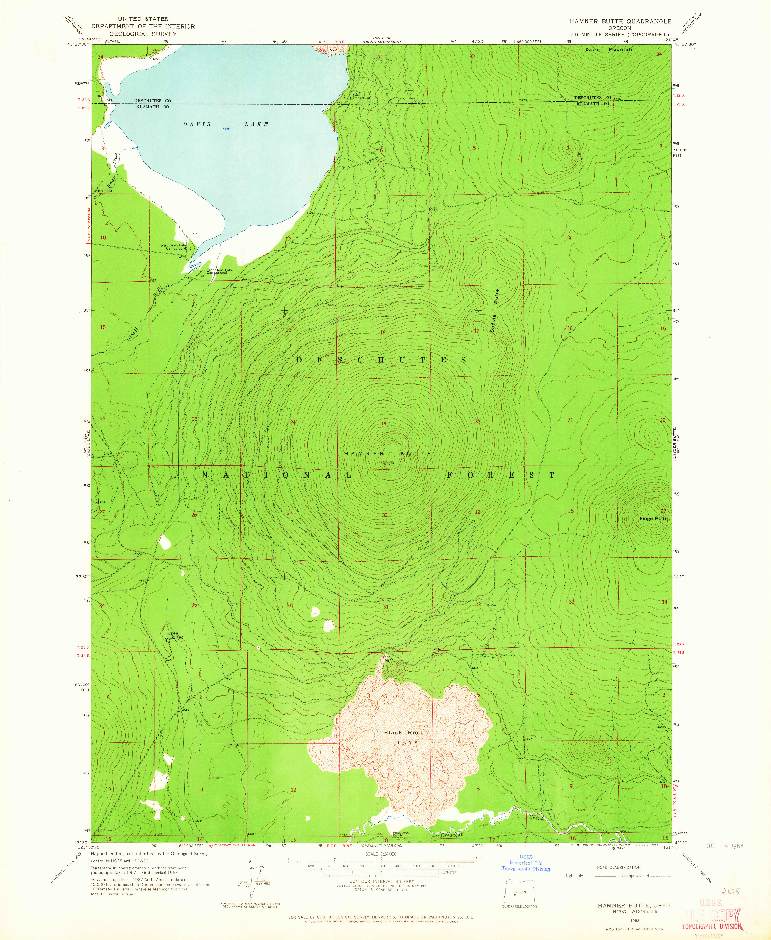 USGS 1:24000-SCALE QUADRANGLE FOR HAMNER BUTTE, OR 1963
