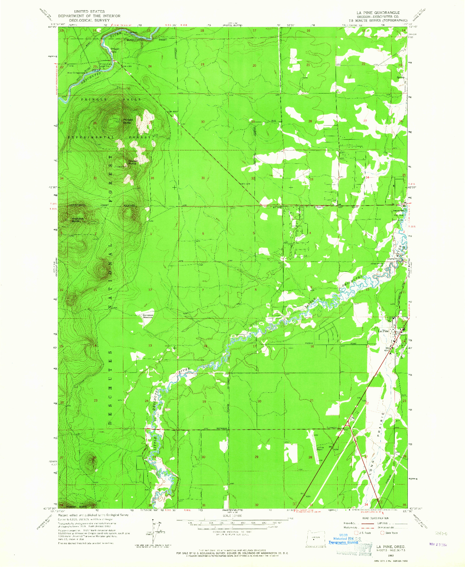 USGS 1:24000-SCALE QUADRANGLE FOR LA PINE, OR 1963