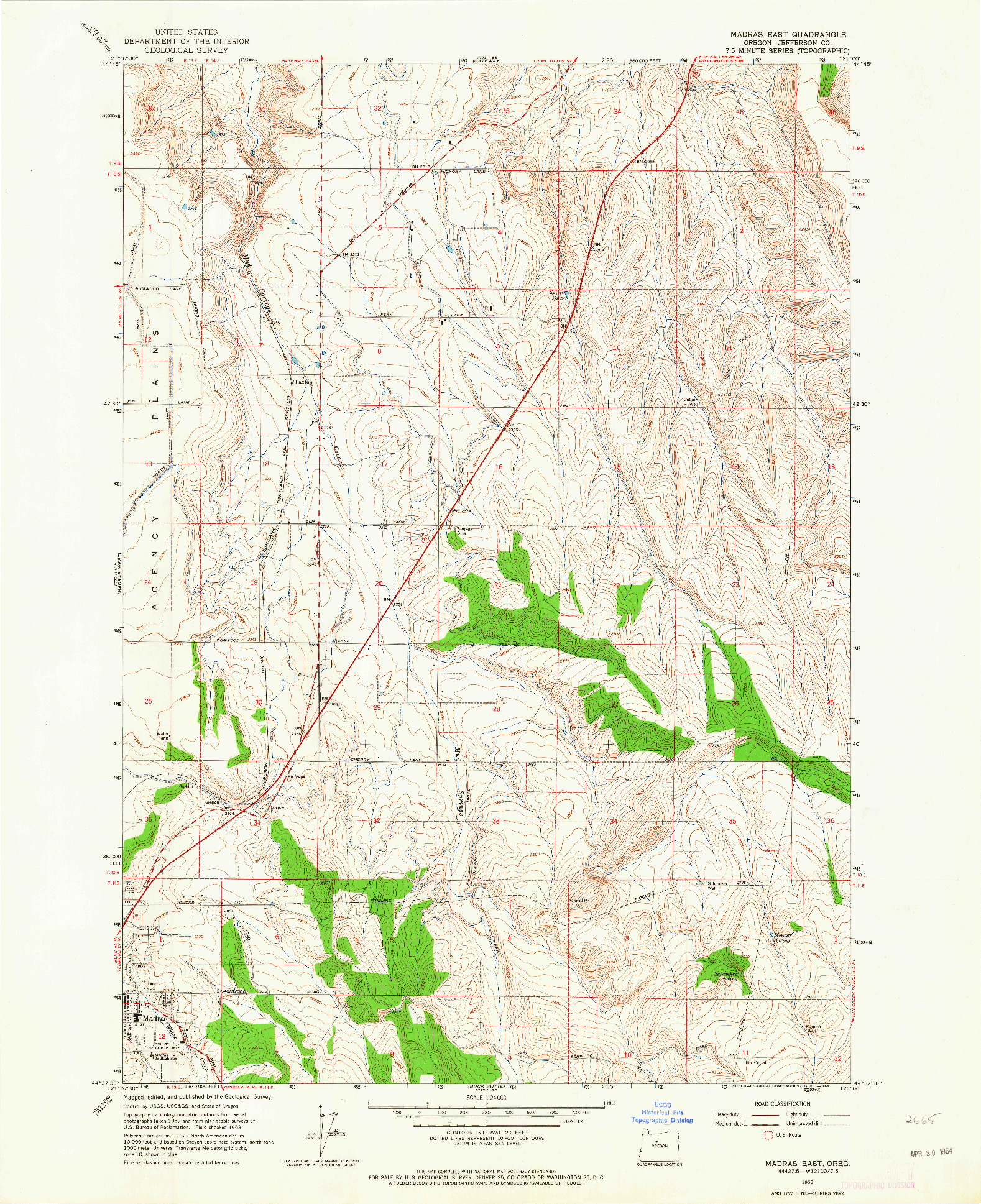 USGS 1:24000-SCALE QUADRANGLE FOR MADRAS EAST, OR 1963