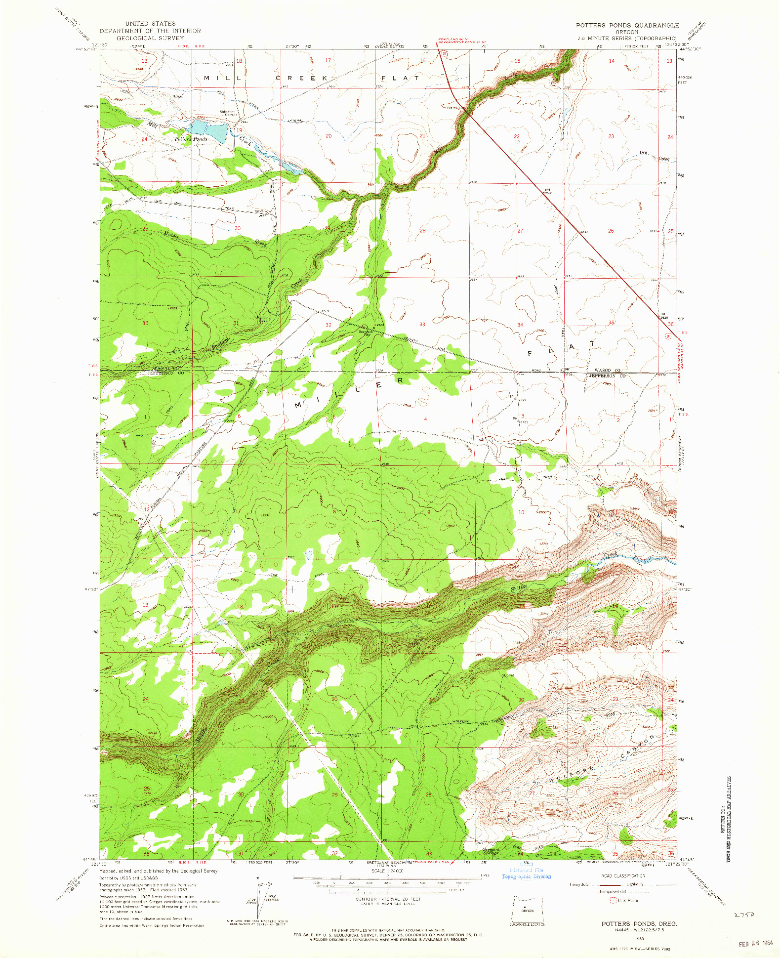 USGS 1:24000-SCALE QUADRANGLE FOR POTTERS PONDS, OR 1963