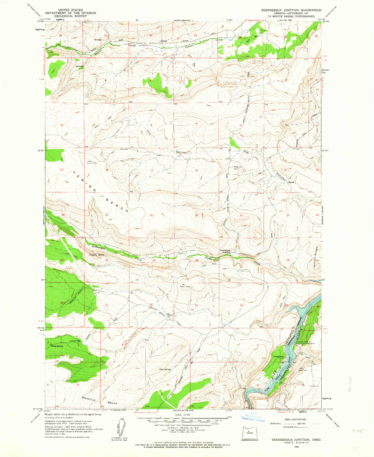 USGS 1:24000-SCALE QUADRANGLE FOR SEEKSEEQUA JUNCTION, OR 1962