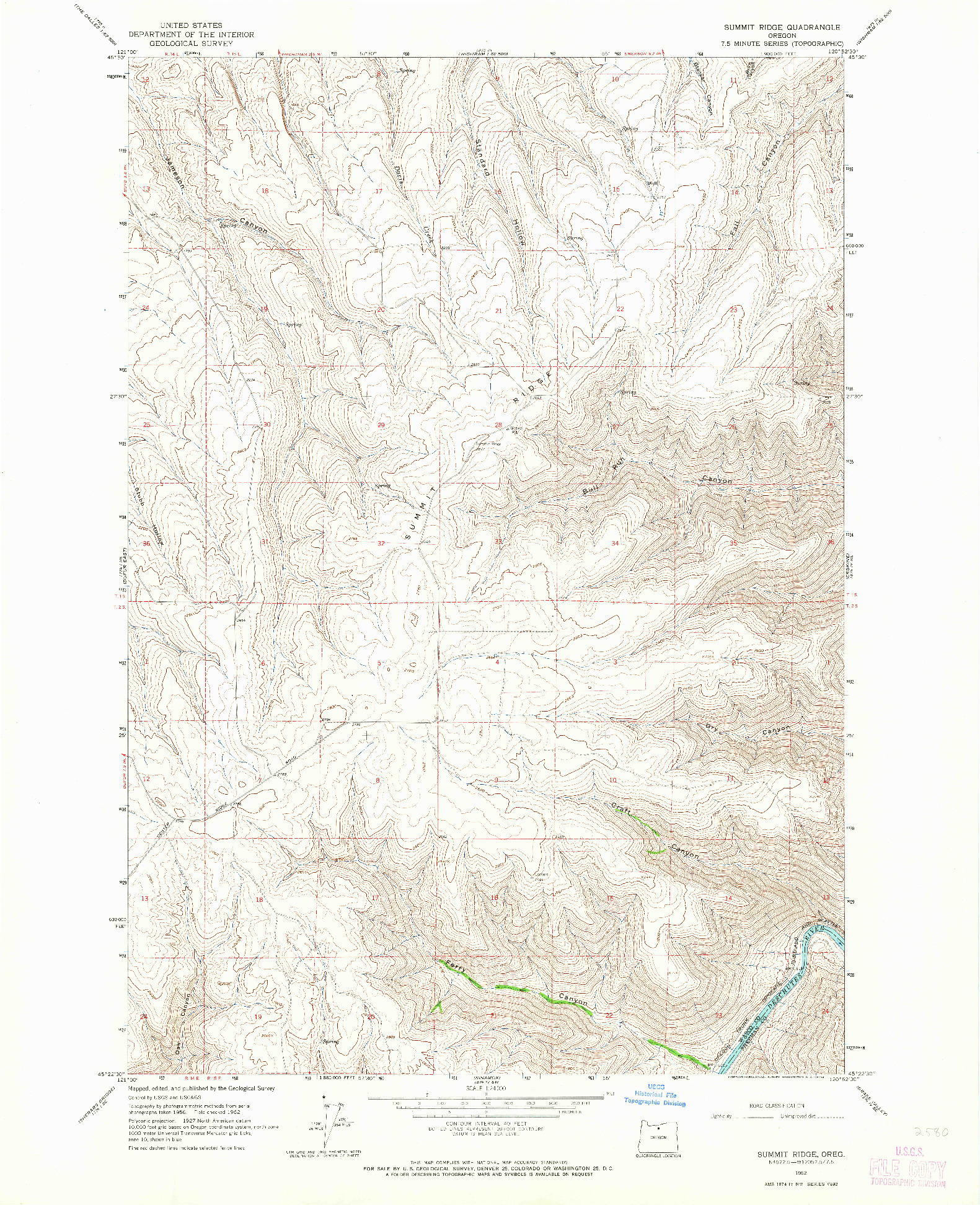 USGS 1:24000-SCALE QUADRANGLE FOR SUMMIT RIDGE, OR 1962