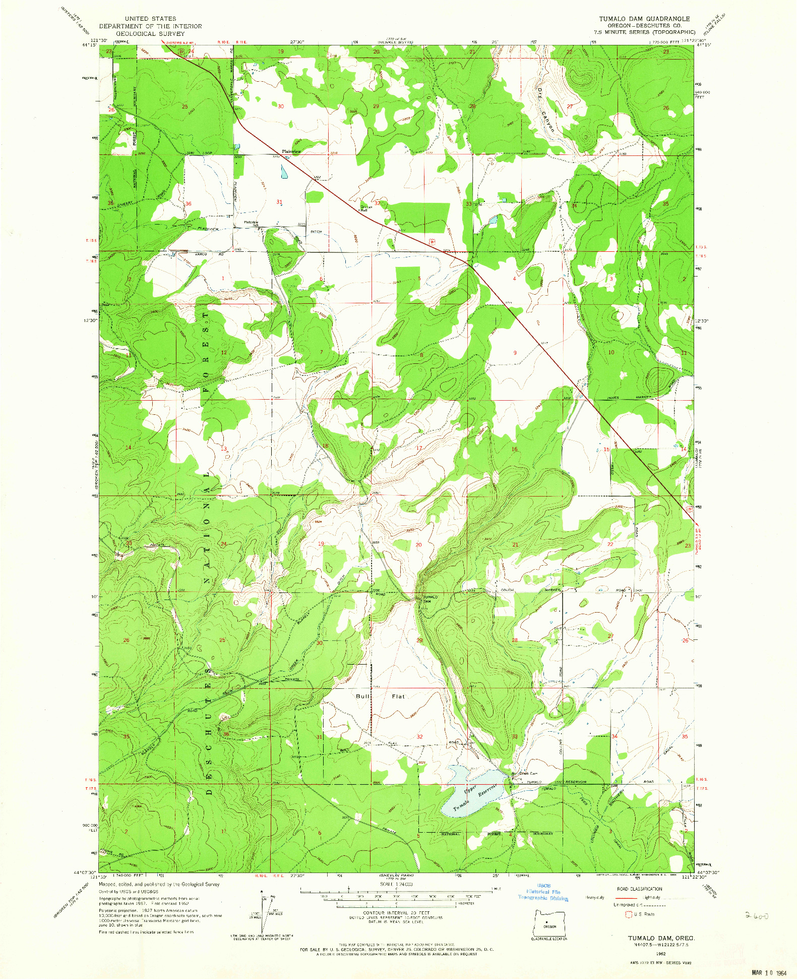 USGS 1:24000-SCALE QUADRANGLE FOR TUMALO DAM, OR 1962