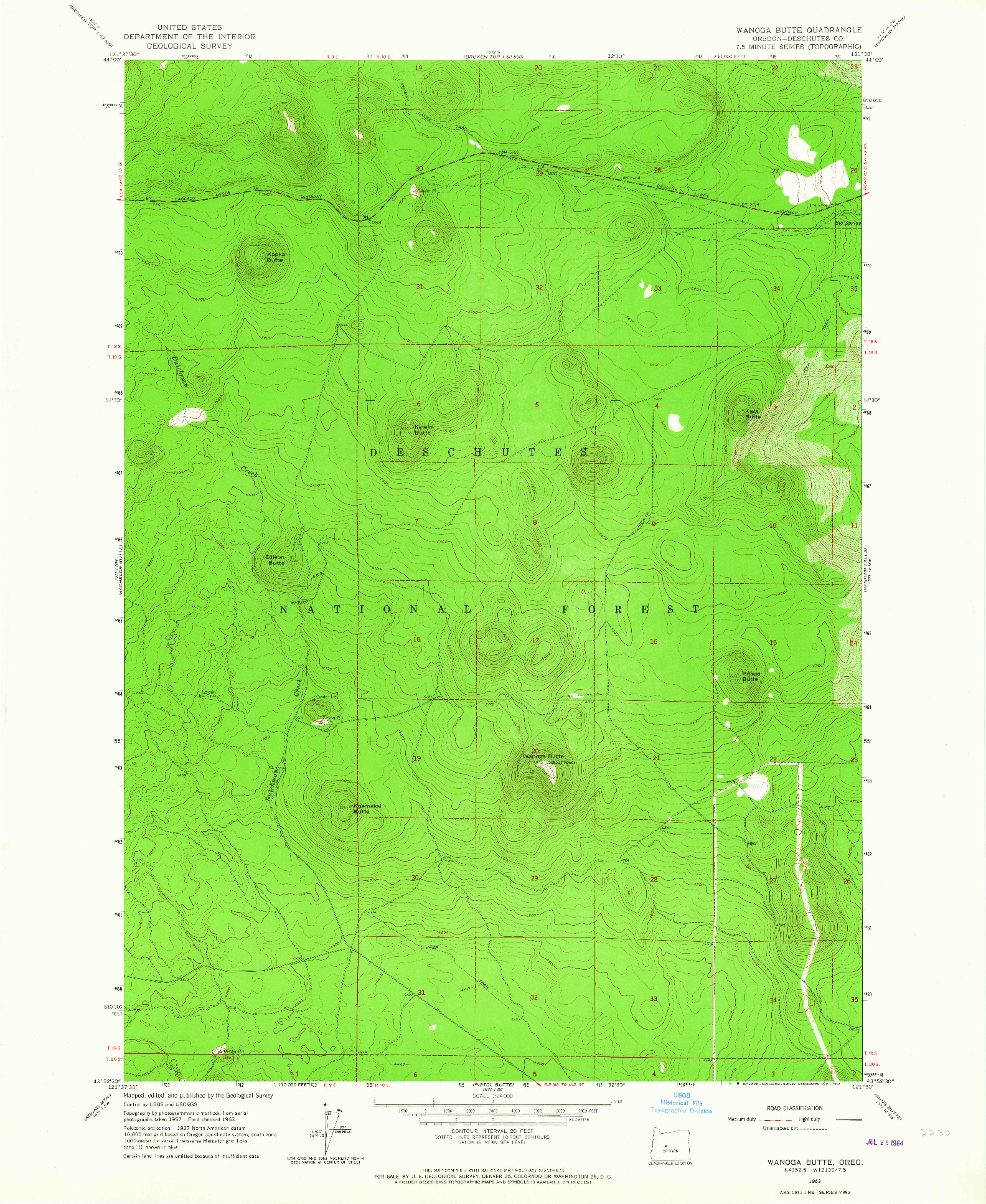 USGS 1:24000-SCALE QUADRANGLE FOR WANOGA BUTTE, OR 1963