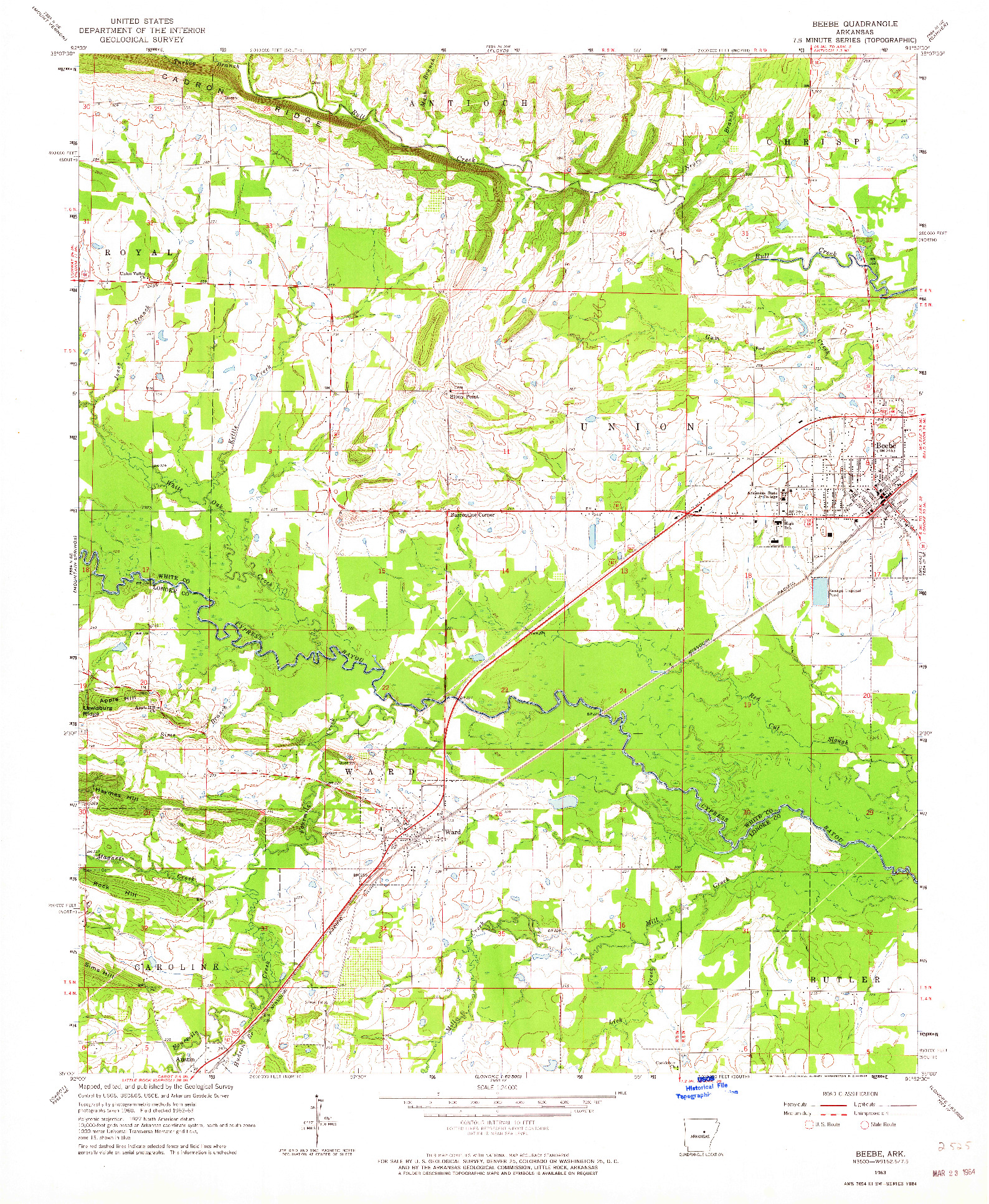 USGS 1:24000-SCALE QUADRANGLE FOR BEEBE, AR 1963