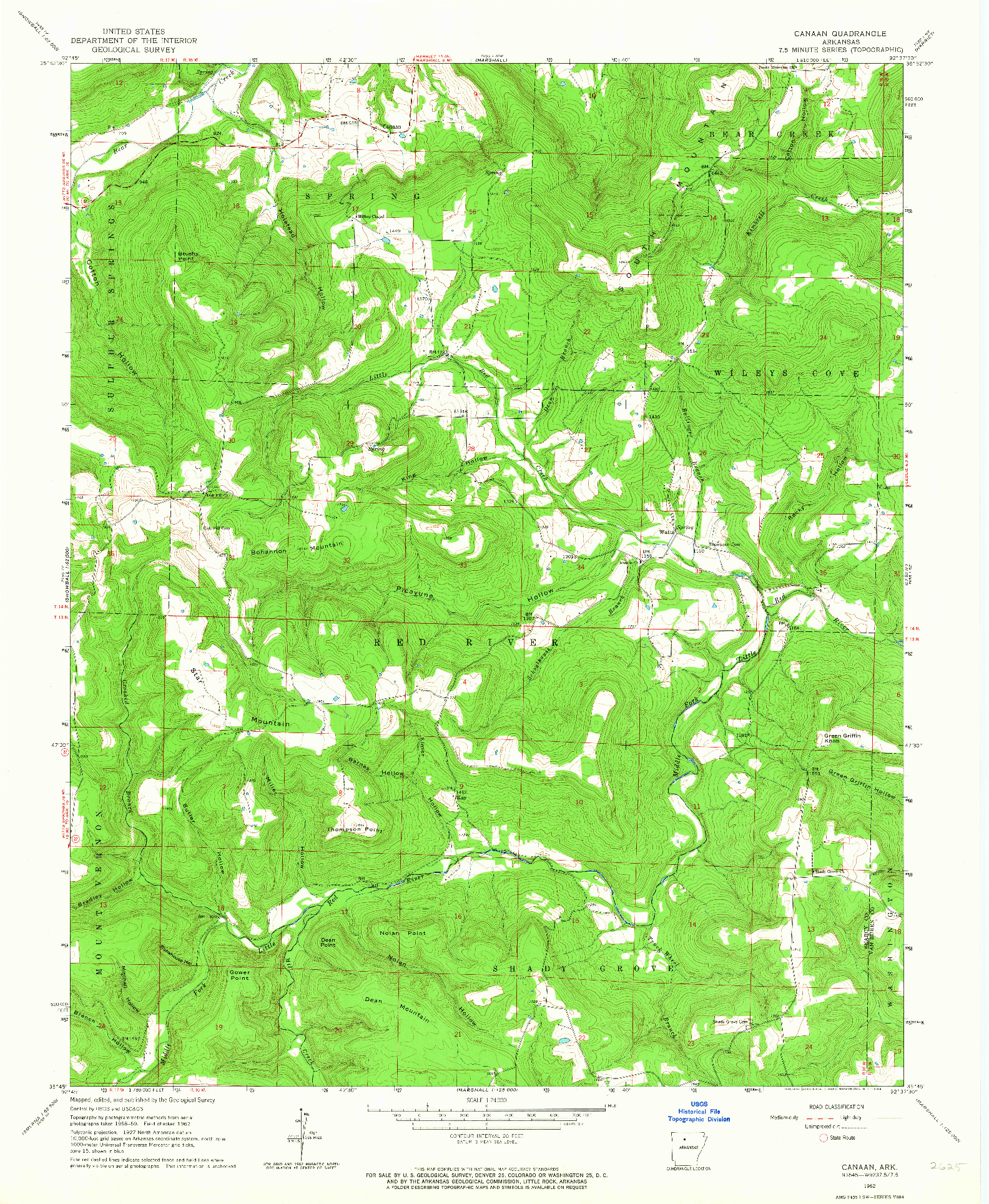 USGS 1:24000-SCALE QUADRANGLE FOR CANAAN, AR 1962