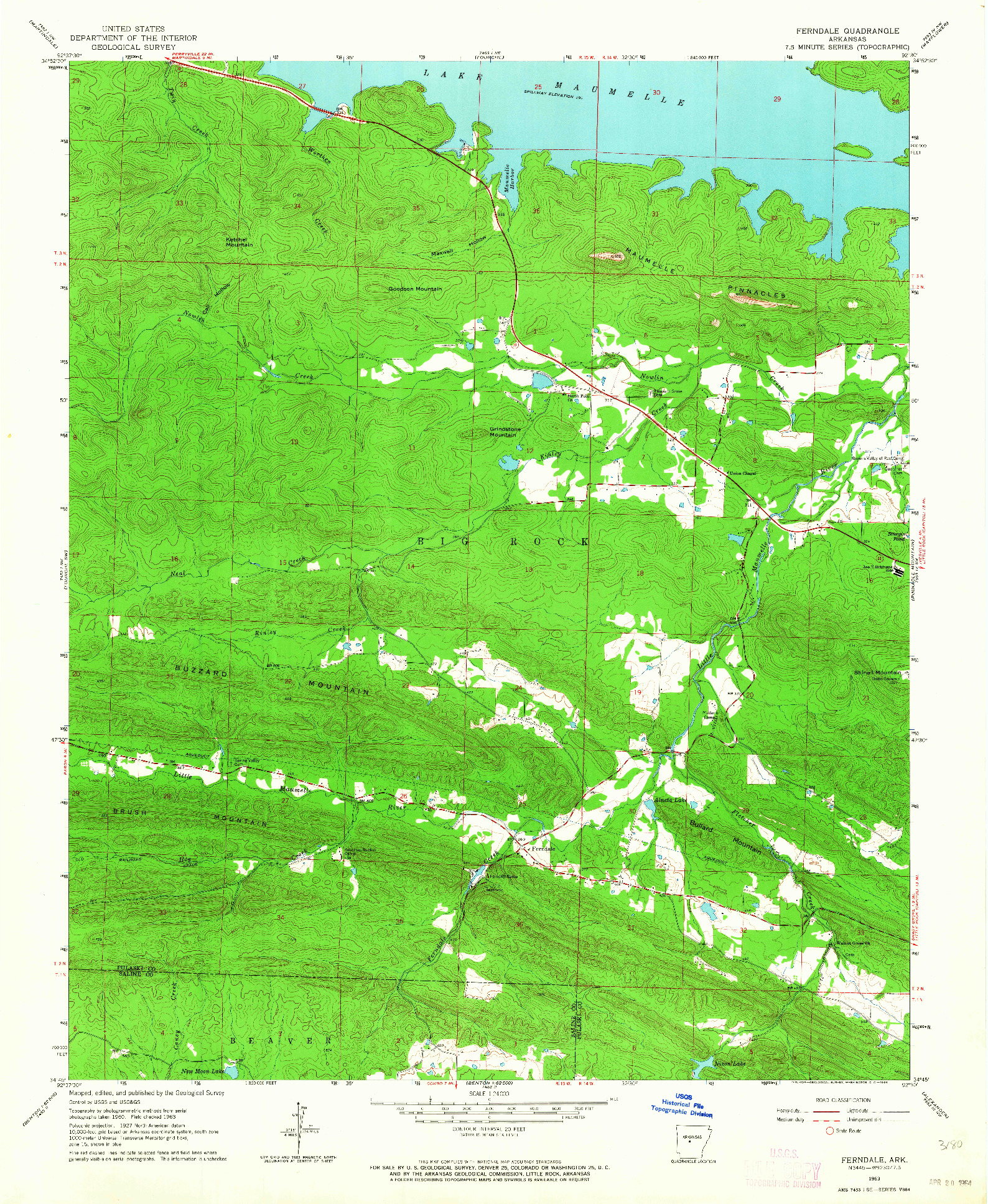 USGS 1:24000-SCALE QUADRANGLE FOR FERNDALE, AR 1963