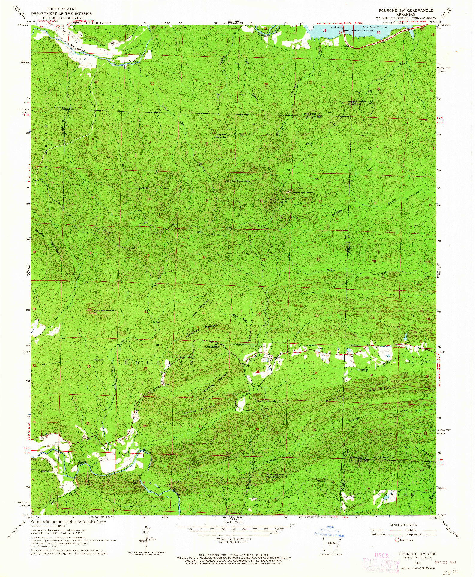 USGS 1:24000-SCALE QUADRANGLE FOR FOURCHE SW, AR 1963