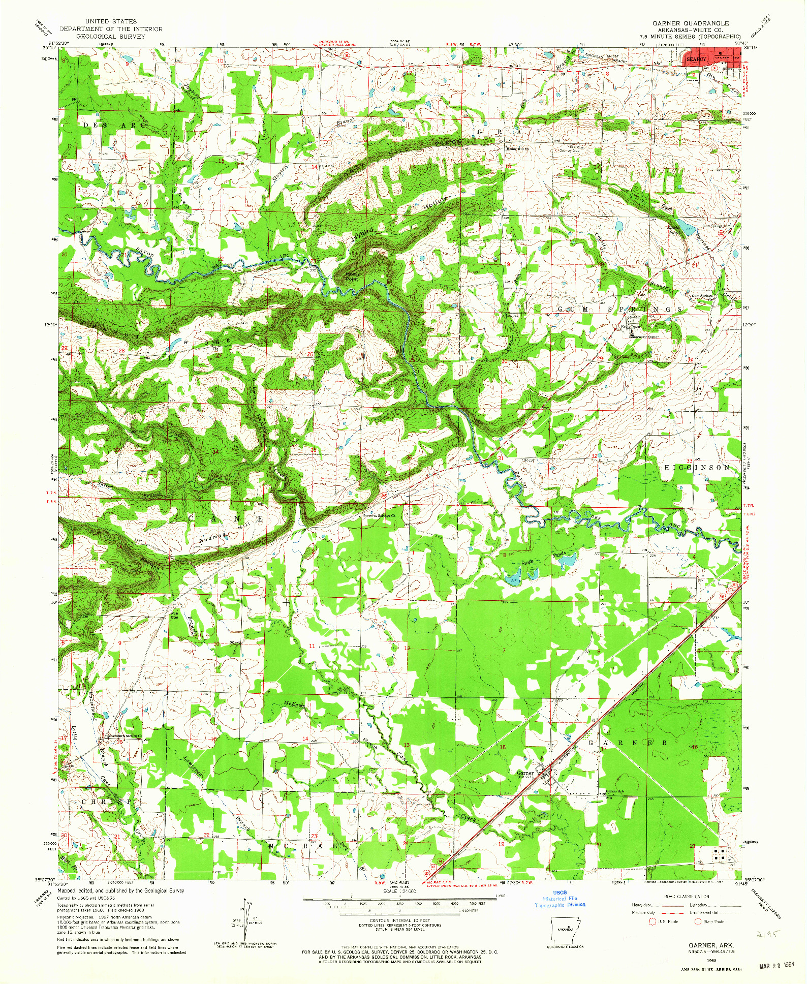 USGS 1:24000-SCALE QUADRANGLE FOR GARNER, AR 1963