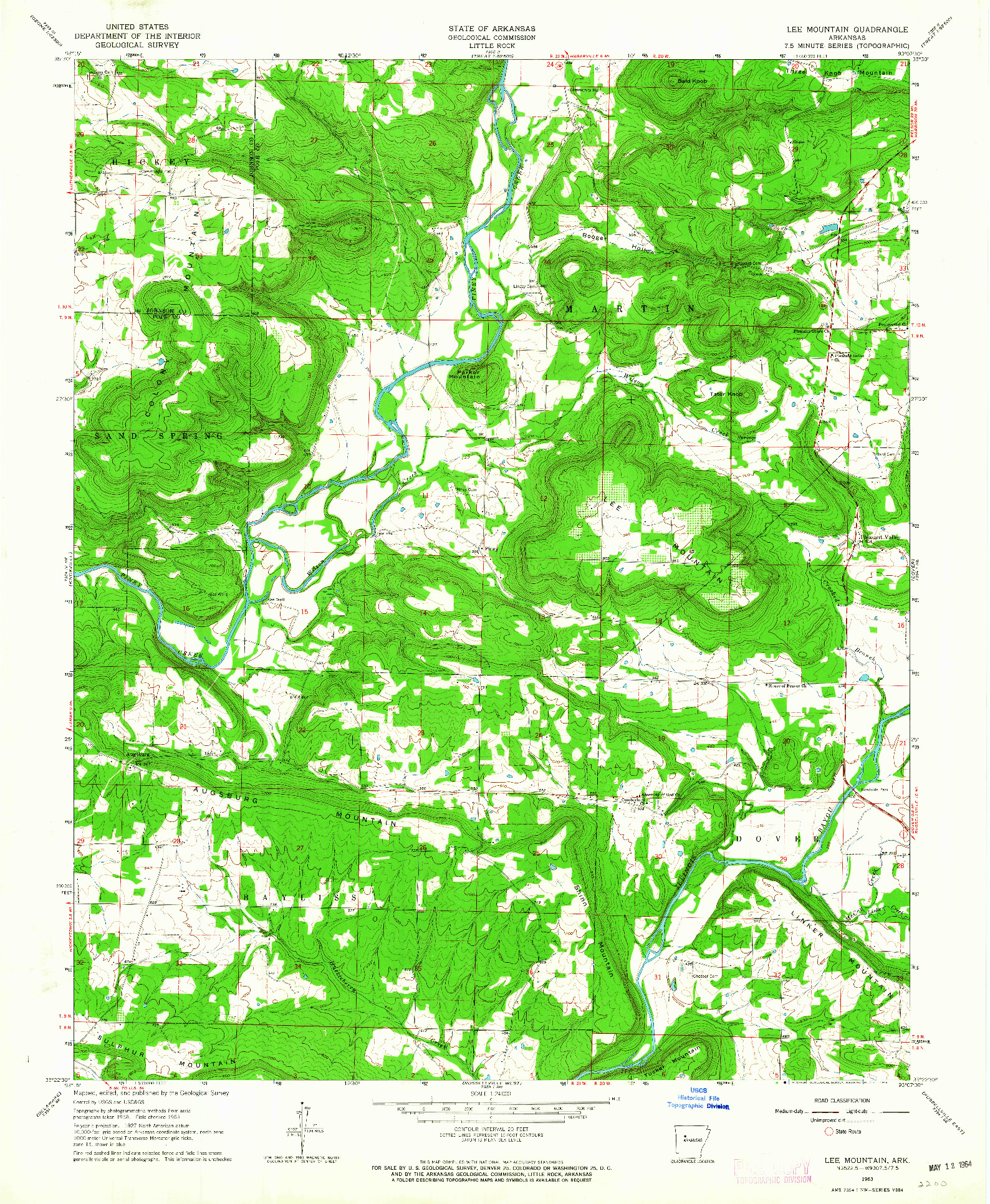 USGS 1:24000-SCALE QUADRANGLE FOR LEE MOUNTAIN, AR 1963