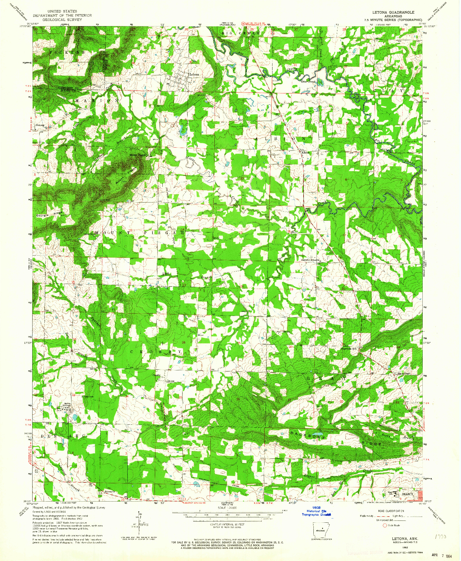 USGS 1:24000-SCALE QUADRANGLE FOR LETONA, AR 1962