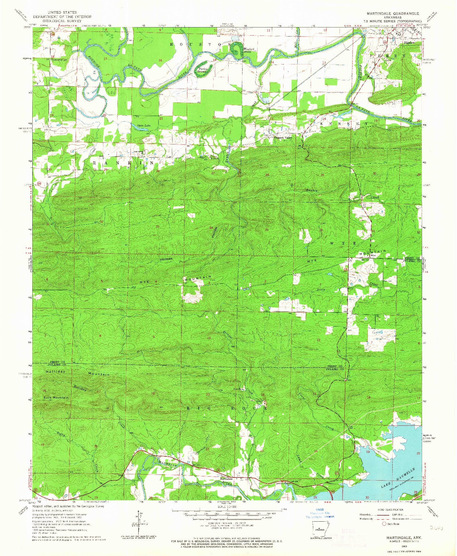 USGS 1:24000-SCALE QUADRANGLE FOR MARTINDALE, AR 1963