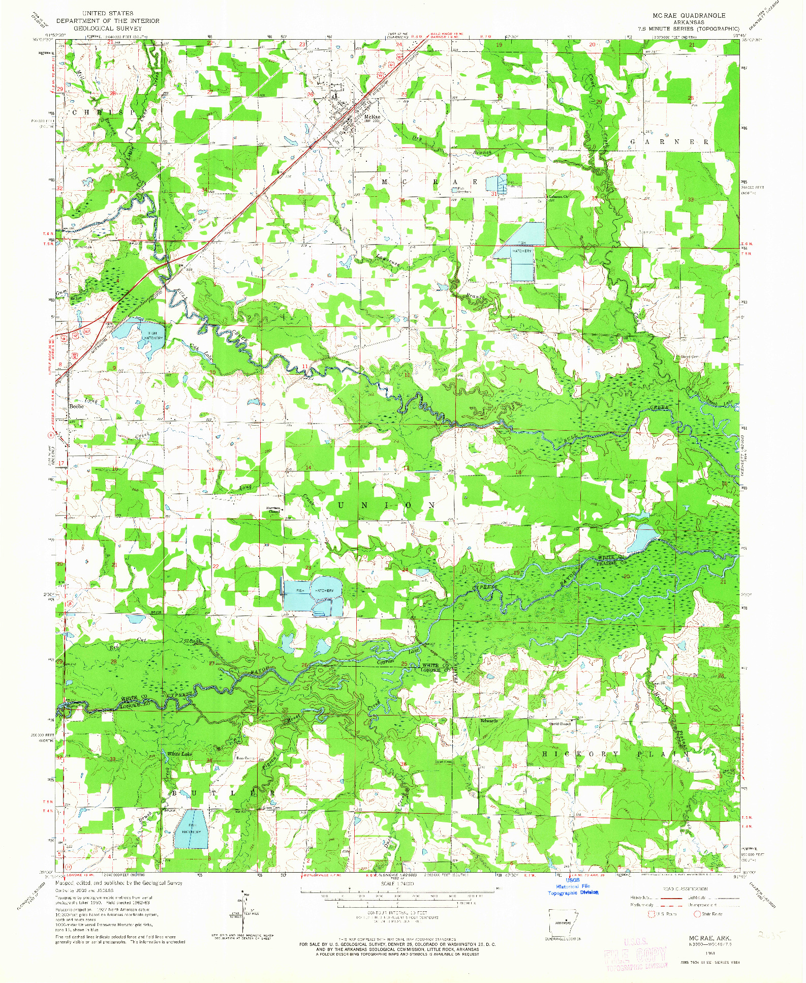 USGS 1:24000-SCALE QUADRANGLE FOR MC RAE, AR 1963