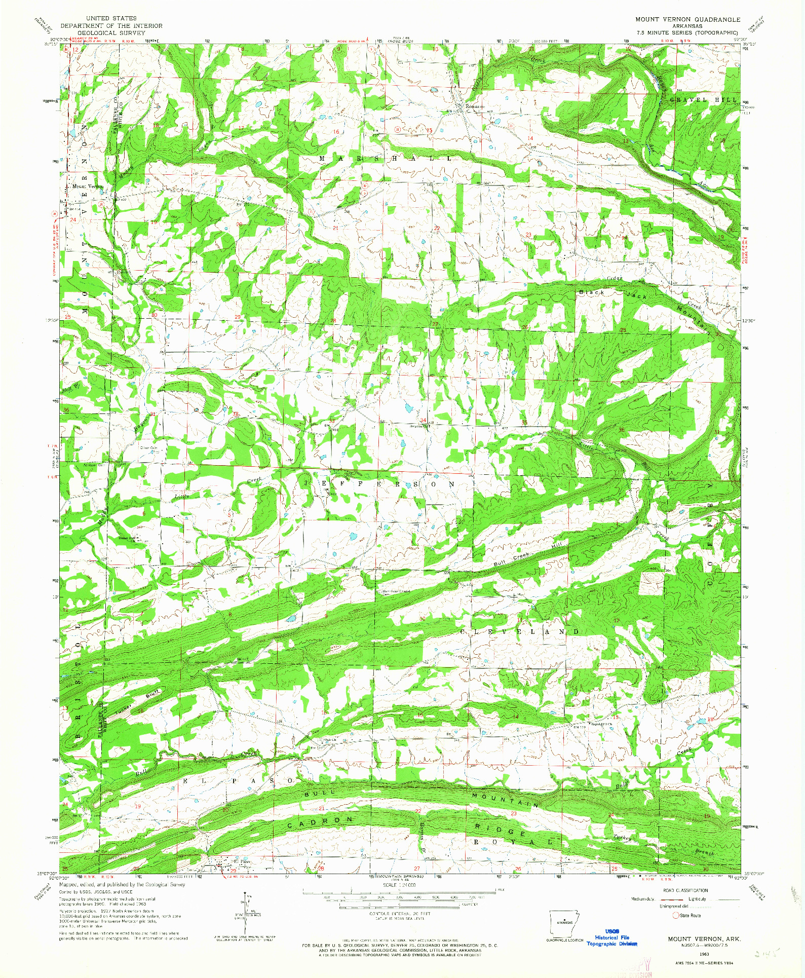 USGS 1:24000-SCALE QUADRANGLE FOR MOUNT VERNON, AR 1963