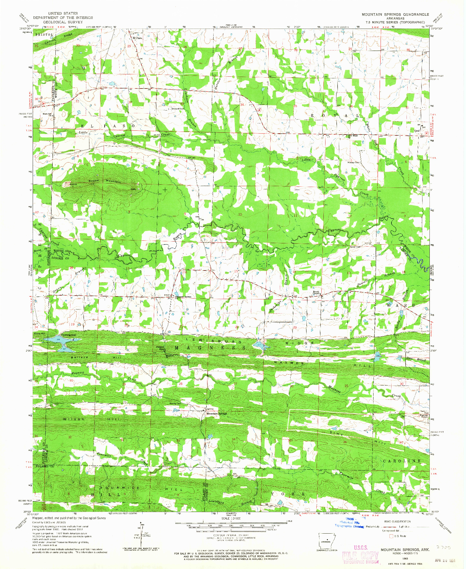 USGS 1:24000-SCALE QUADRANGLE FOR MOUNTAIN SPRINGS, AR 1963