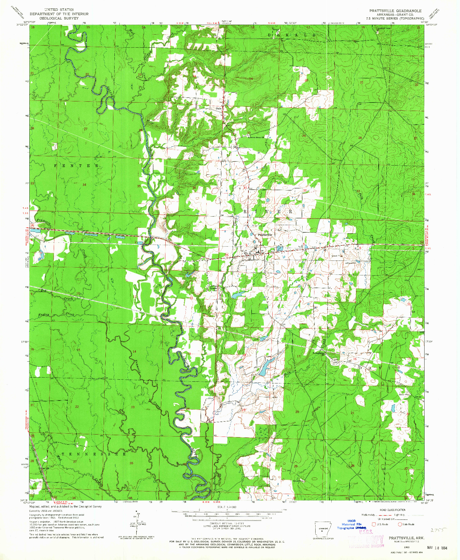 USGS 1:24000-SCALE QUADRANGLE FOR PRATTSVILLE, AR 1963