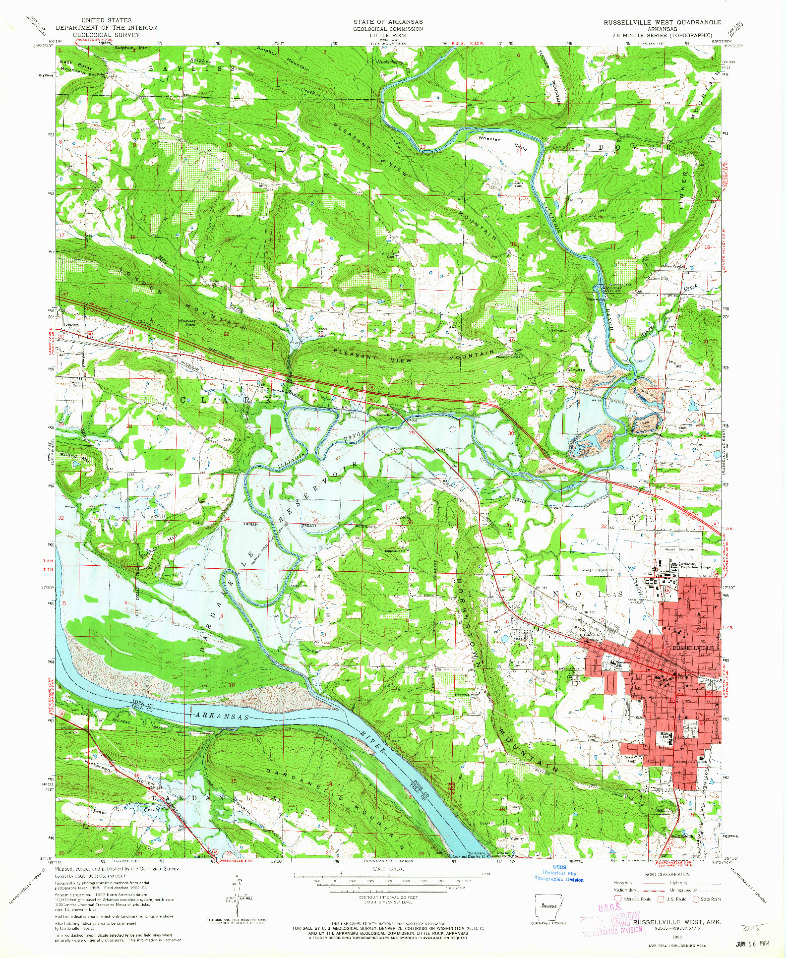 USGS 1:24000-SCALE QUADRANGLE FOR RUSSELLVILLE WEST, AR 1963