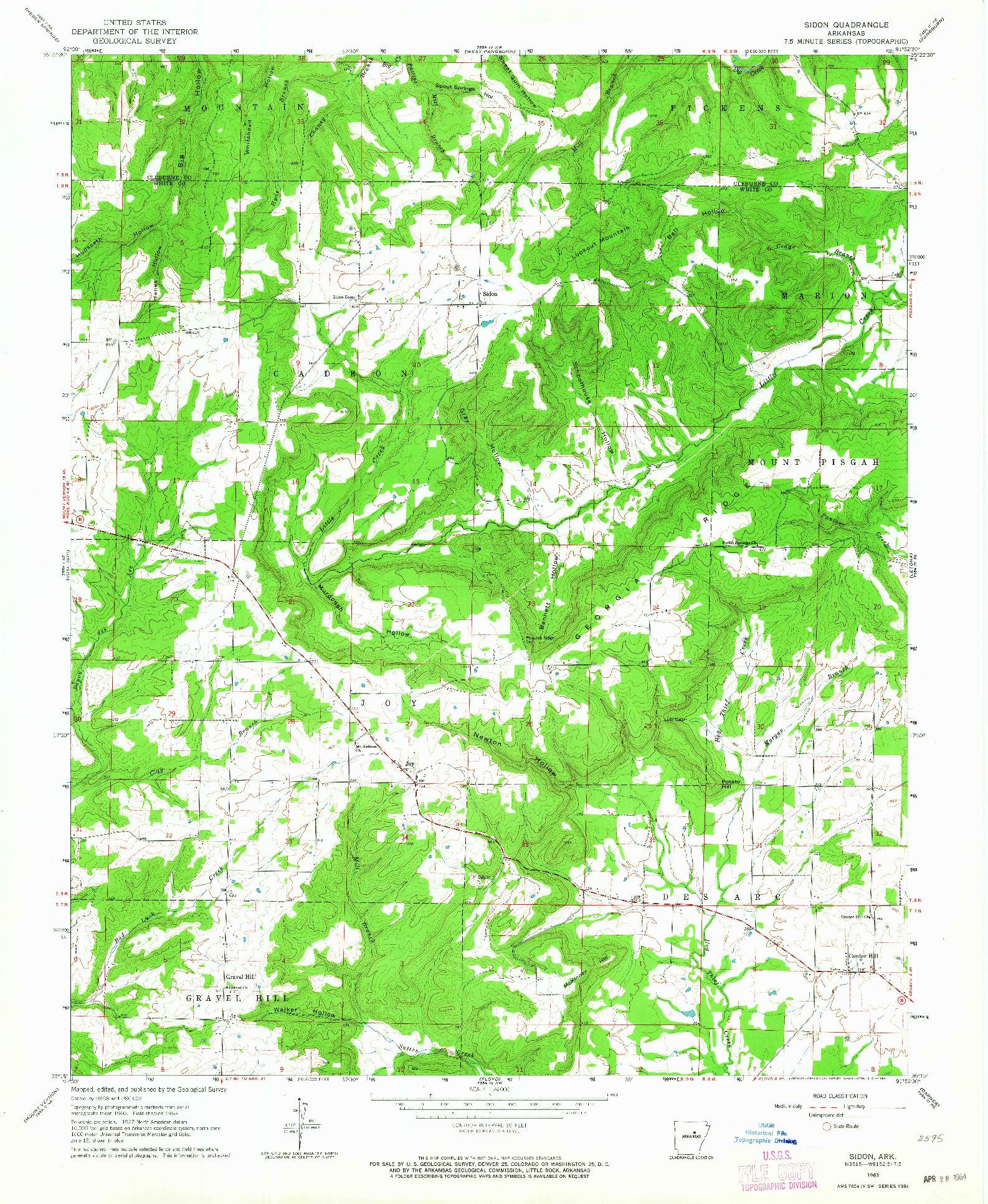 USGS 1:24000-SCALE QUADRANGLE FOR SIDON, AR 1963