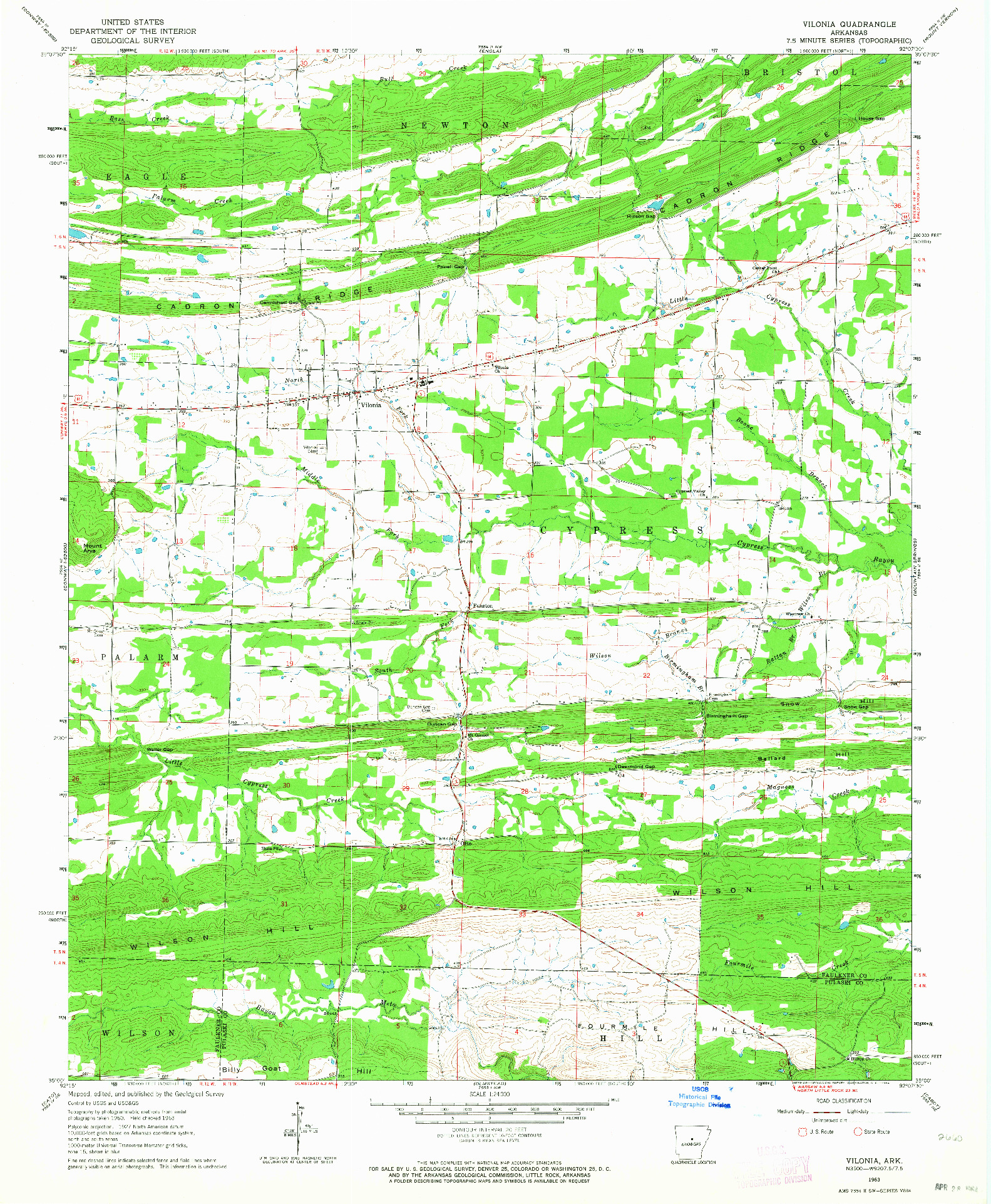 USGS 1:24000-SCALE QUADRANGLE FOR VILONIA, AR 1963