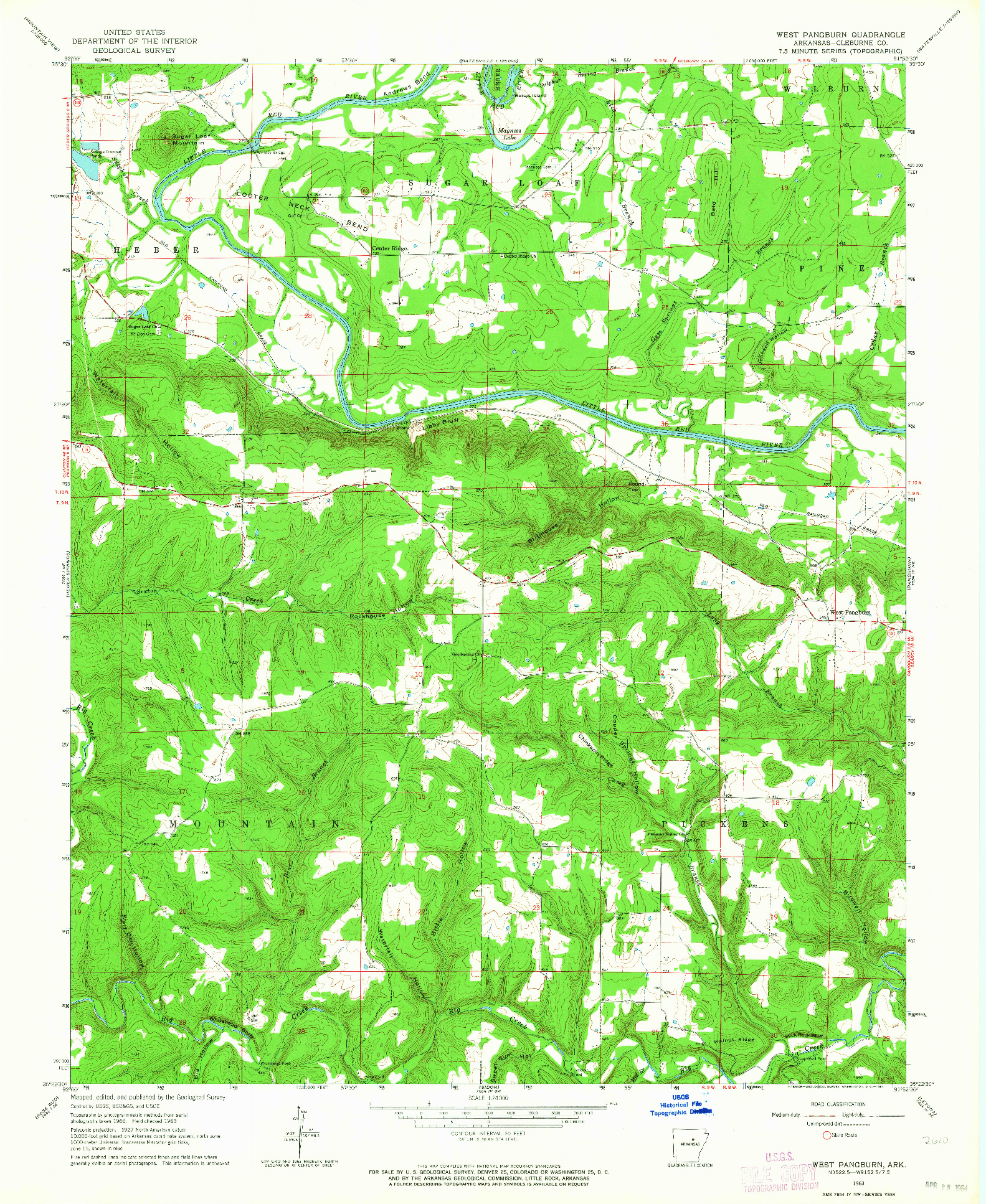 USGS 1:24000-SCALE QUADRANGLE FOR WEST PANGBURN, AR 1963