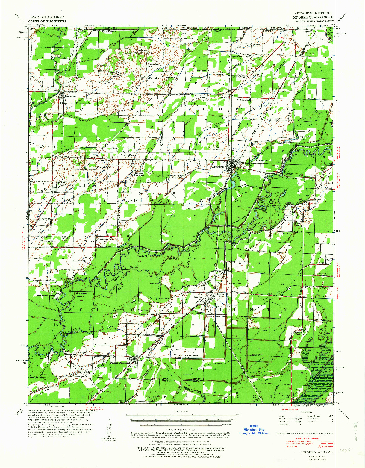 USGS 1:62500-SCALE QUADRANGLE FOR KNOBEL, AR 1941