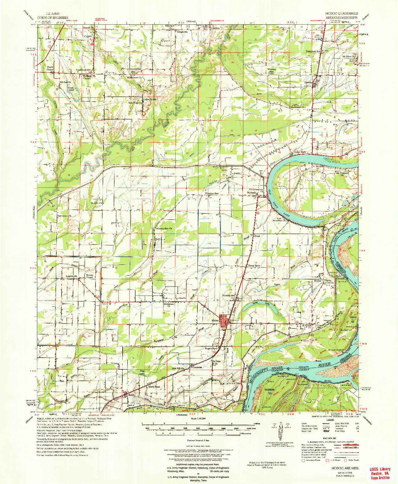 USGS 1:62500-SCALE QUADRANGLE FOR MODOC, AR 1964