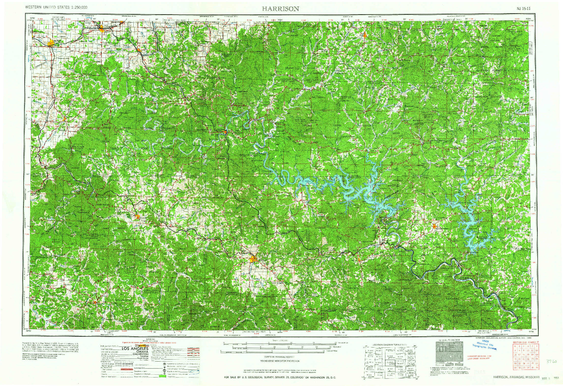 USGS 1:250000-SCALE QUADRANGLE FOR HARRISON, AR 1964