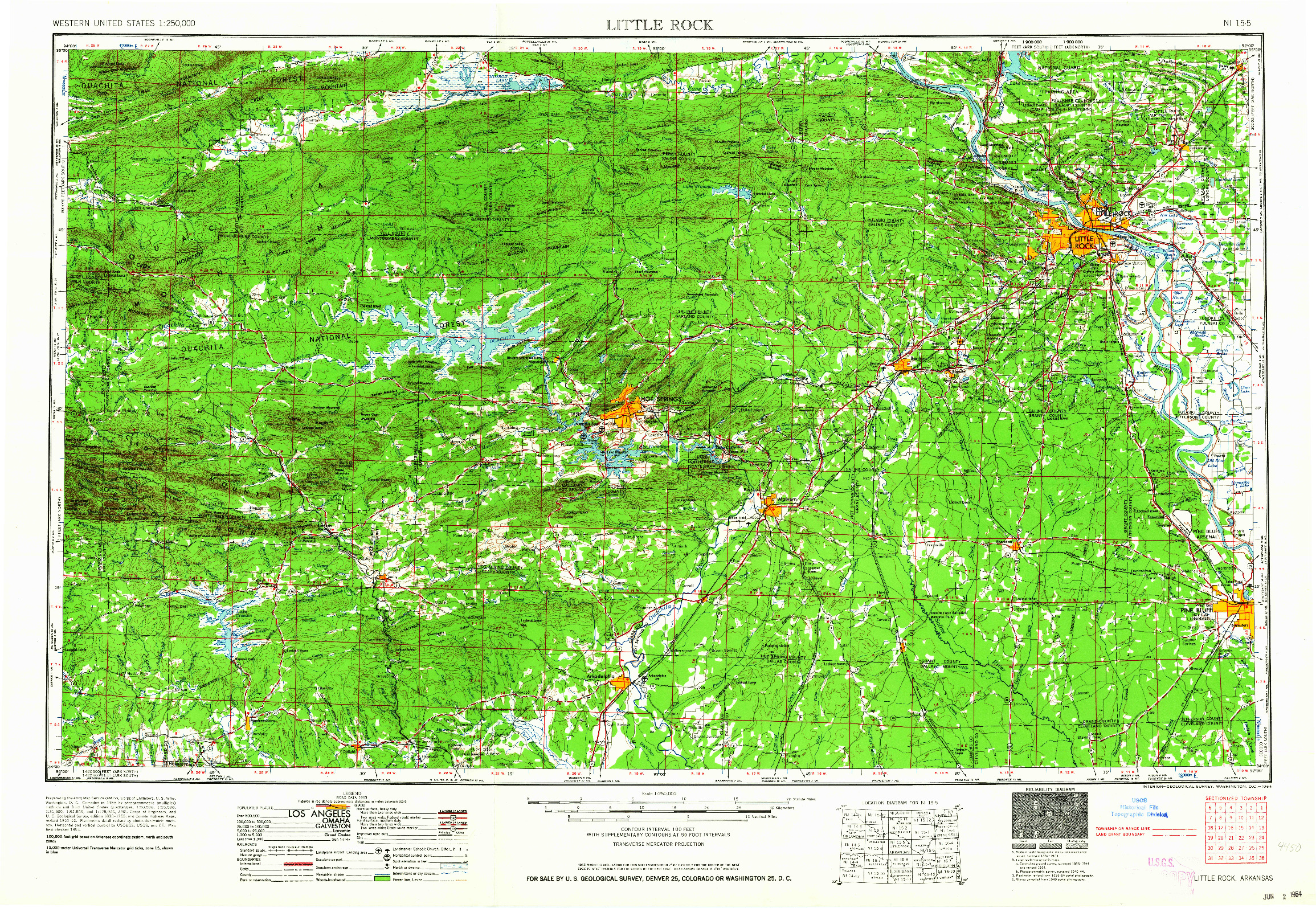 USGS 1:250000-SCALE QUADRANGLE FOR LITTLE ROCK, AR 1964