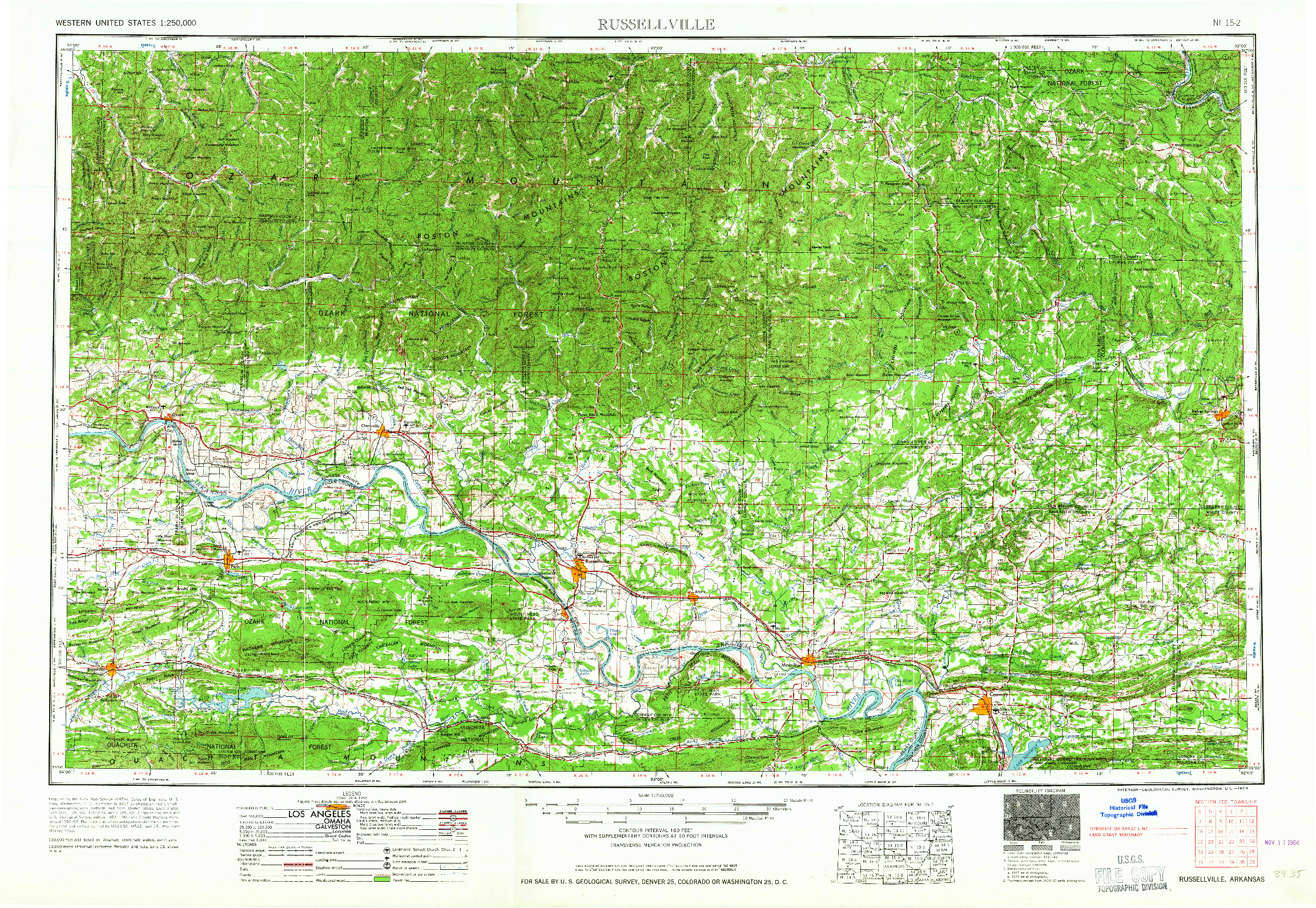 USGS 1:250000-SCALE QUADRANGLE FOR RUSSELLVILLE, AR 1964