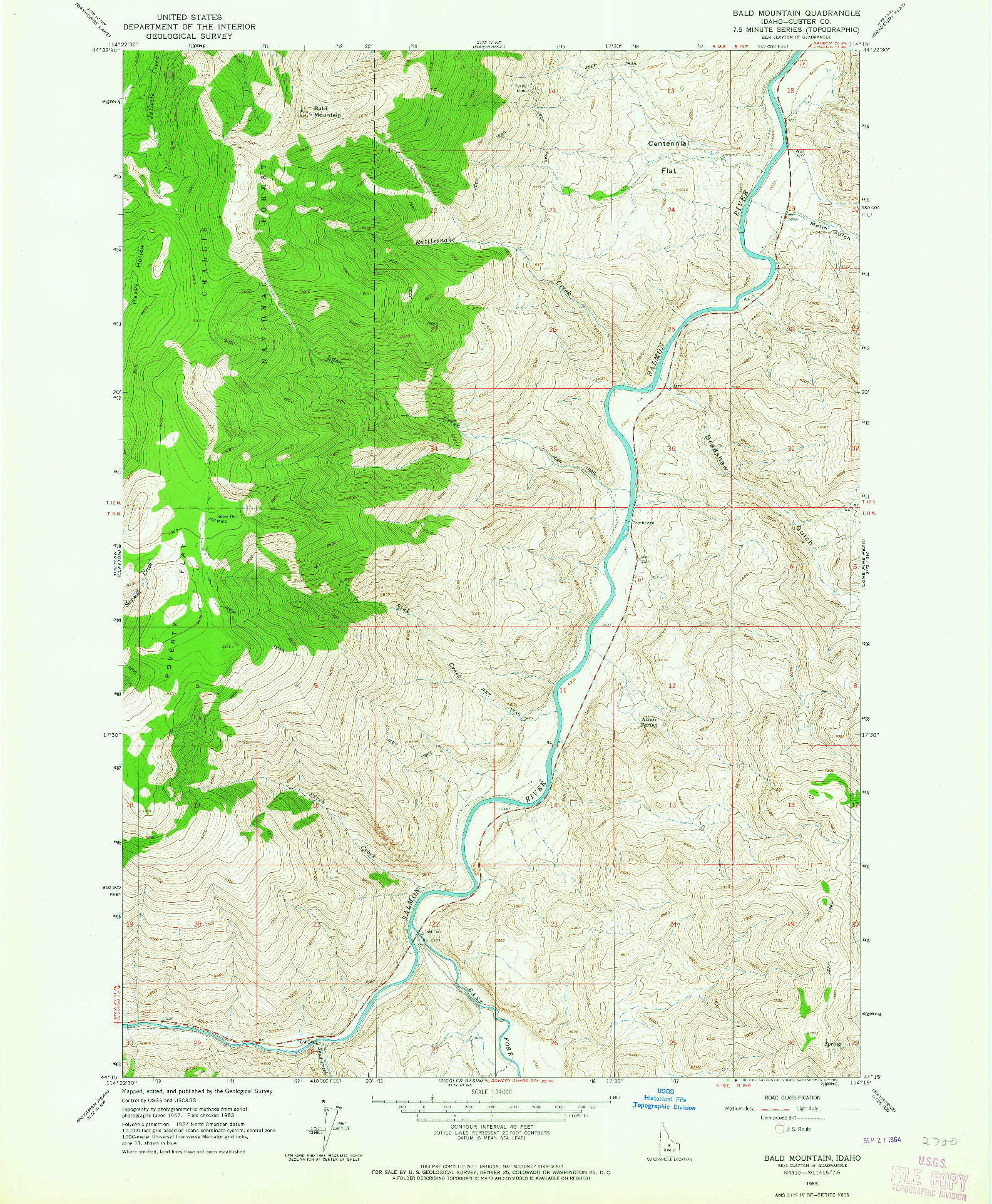 USGS 1:24000-SCALE QUADRANGLE FOR BALD MOUNTAIN, ID 1963