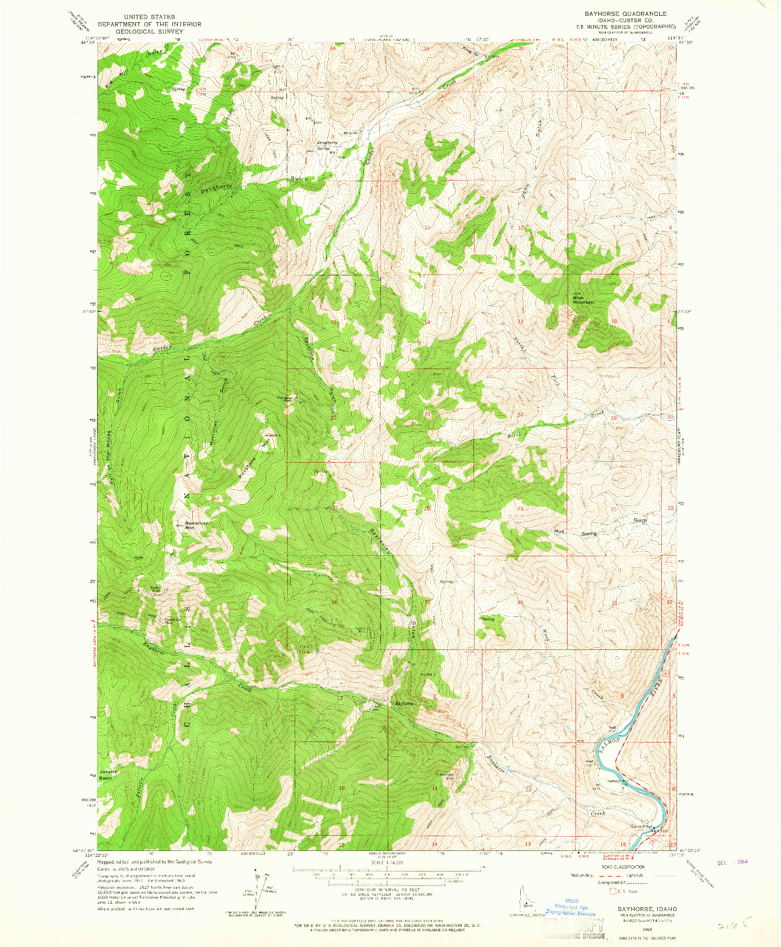 USGS 1:24000-SCALE QUADRANGLE FOR BAYHORSE, ID 1963