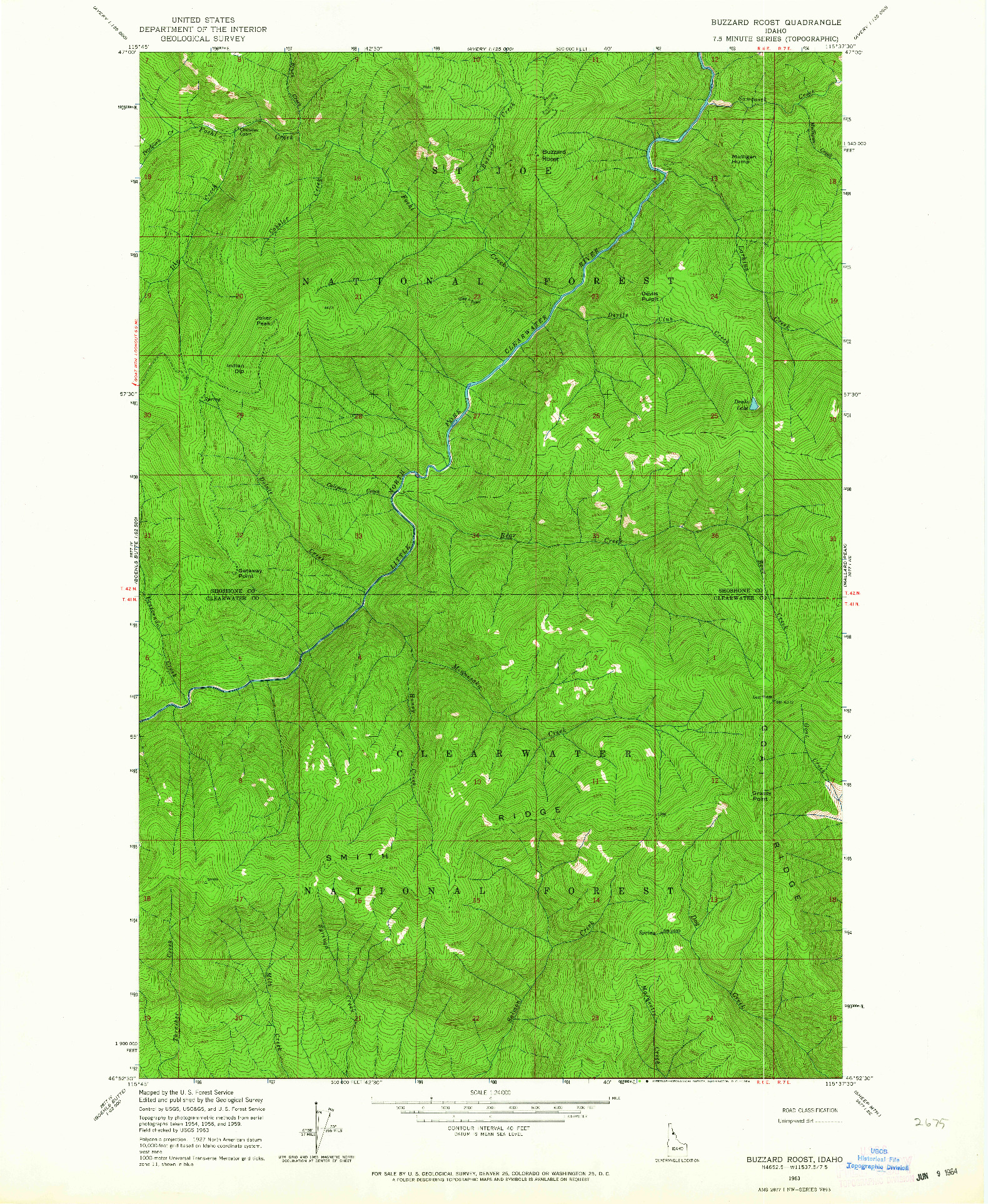 USGS 1:24000-SCALE QUADRANGLE FOR BUZZARD ROOST, ID 1963