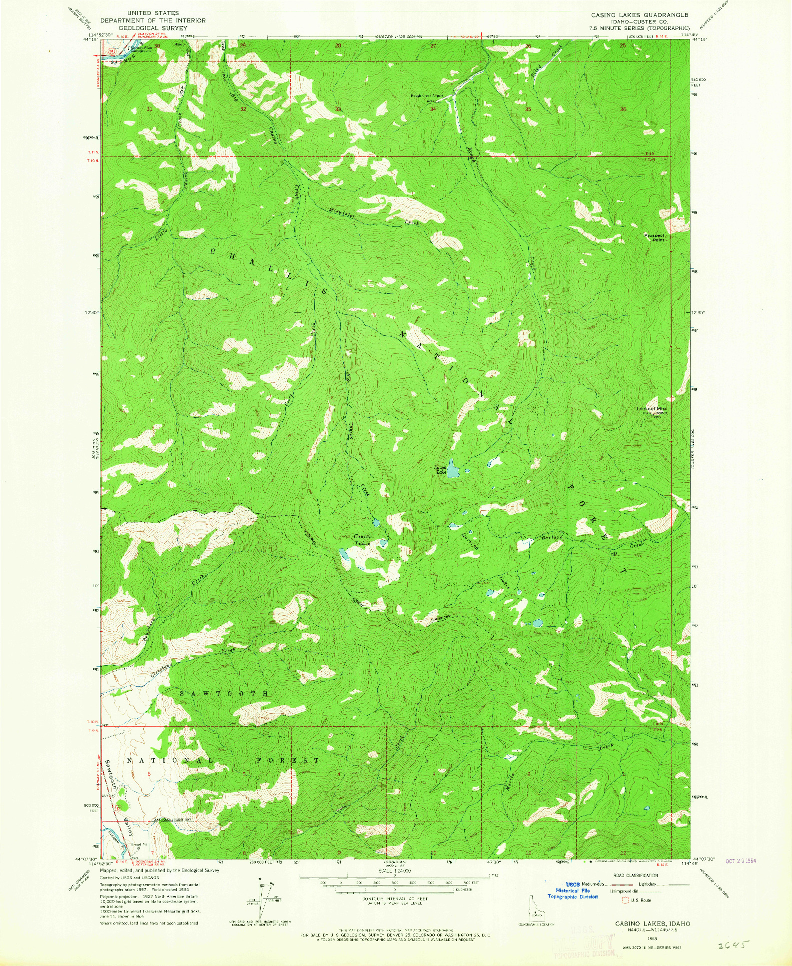 USGS 1:24000-SCALE QUADRANGLE FOR CASINO LAKES, ID 1963