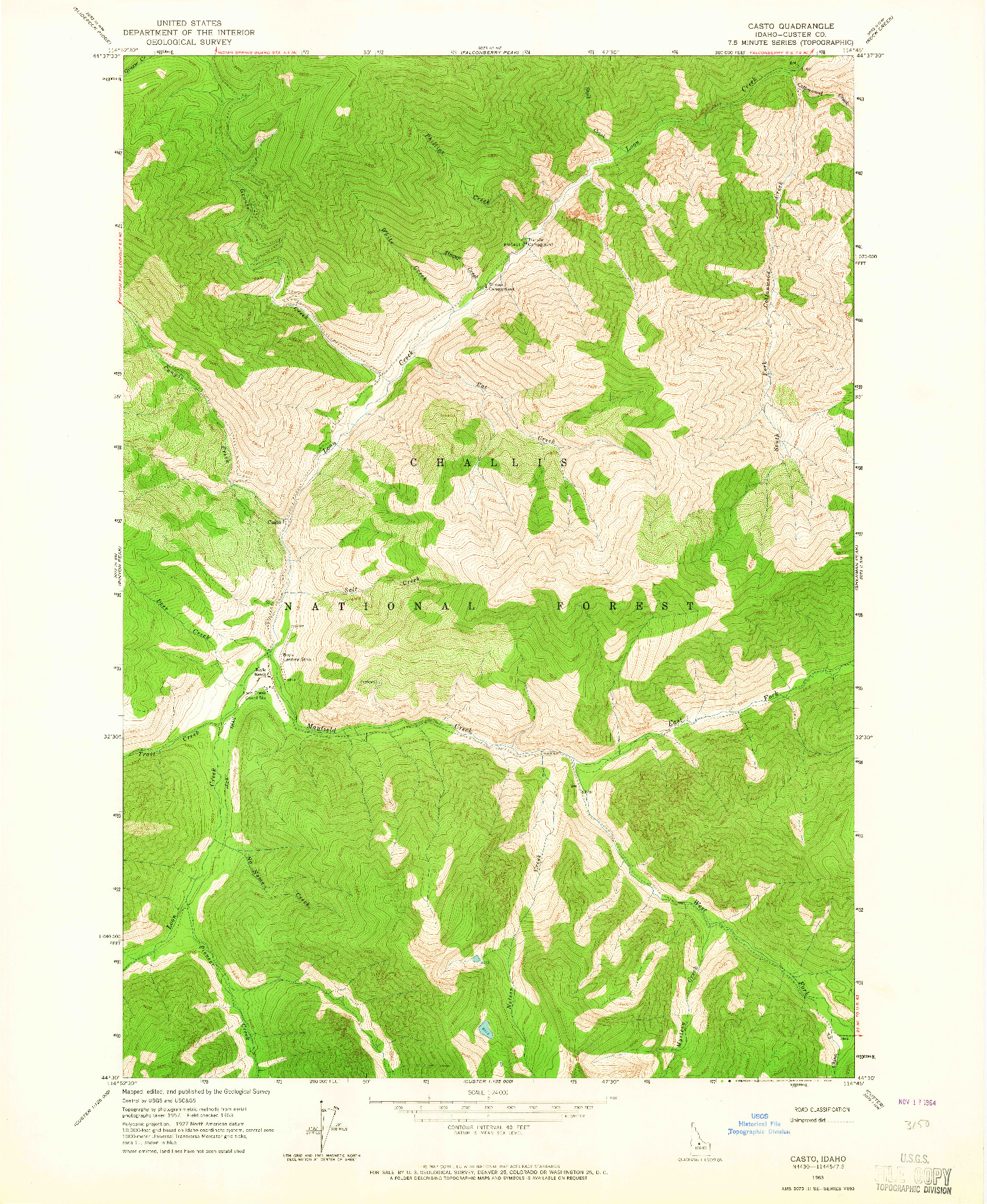 USGS 1:24000-SCALE QUADRANGLE FOR CASTO, ID 1963