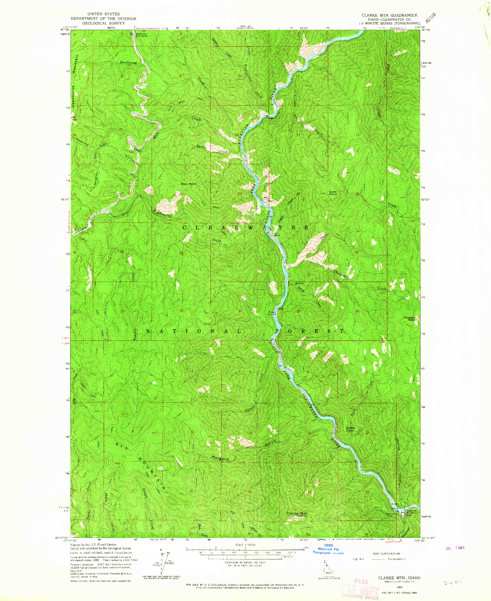 USGS 1:24000-SCALE QUADRANGLE FOR CLARKE MTN, ID 1963