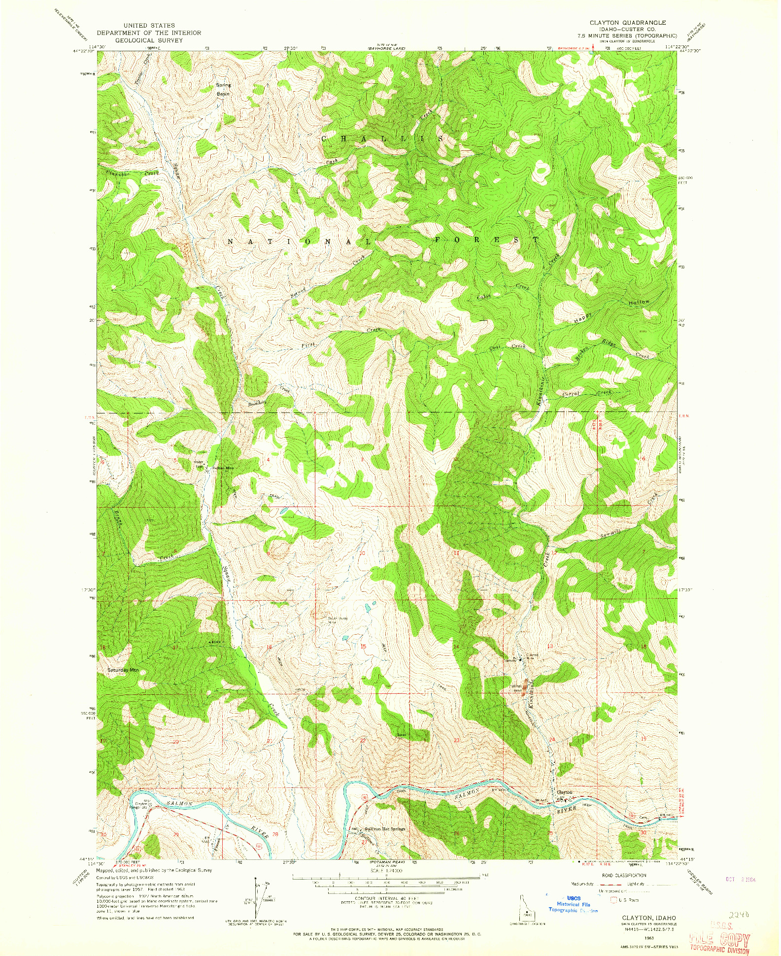 USGS 1:24000-SCALE QUADRANGLE FOR CLAYTON, ID 1963