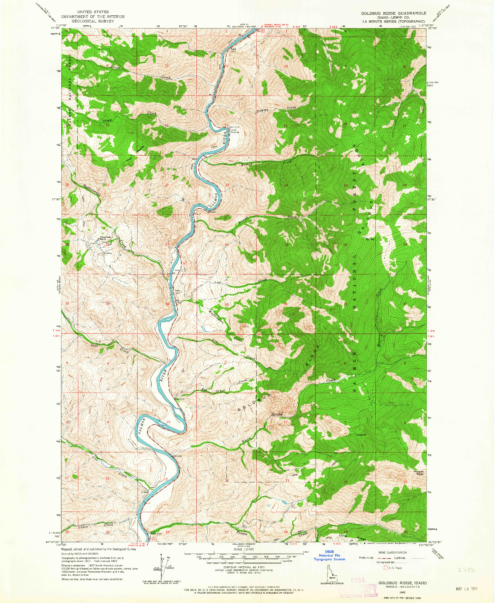 USGS 1:24000-SCALE QUADRANGLE FOR GOLDBUG RIDGE, ID 1962