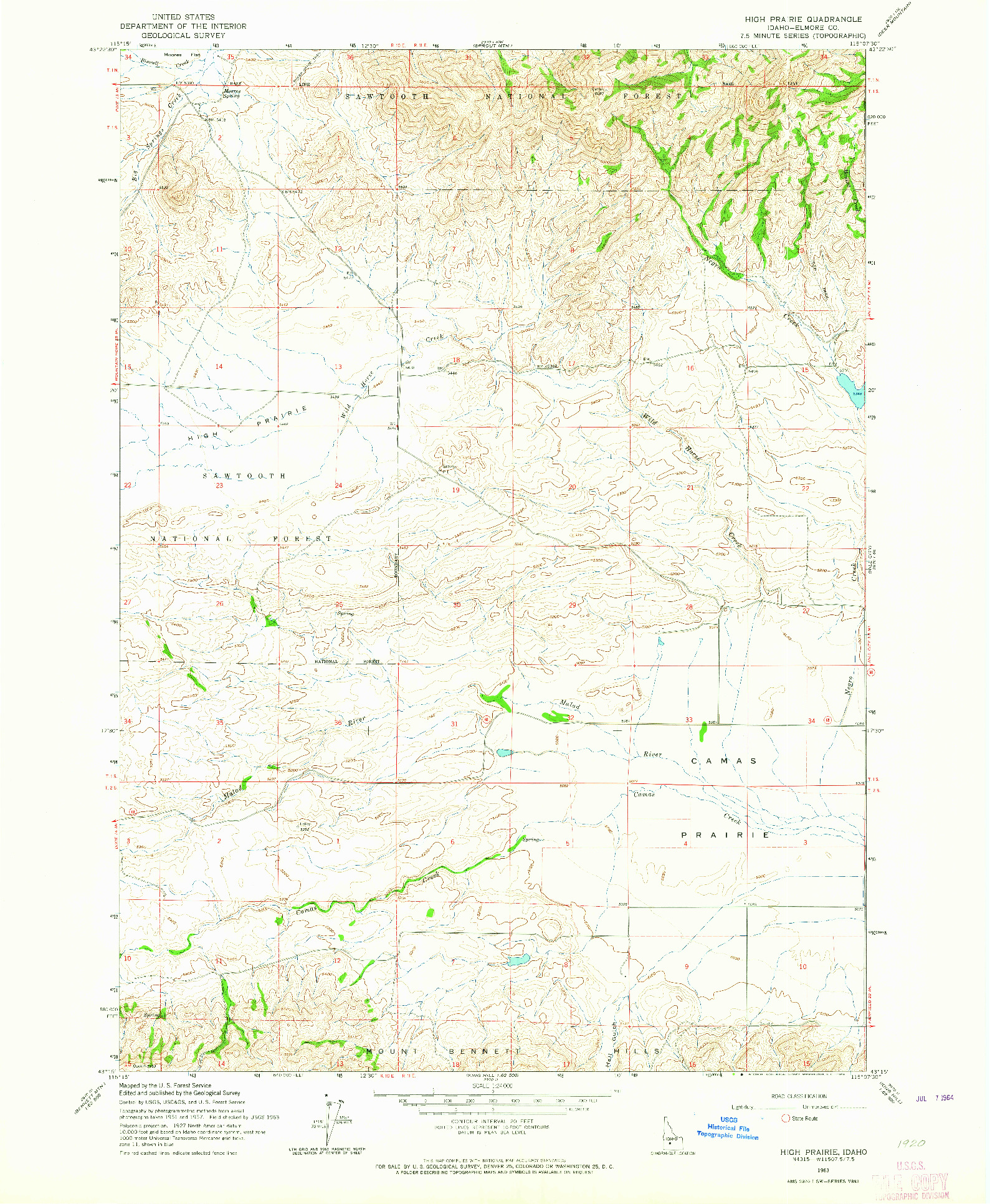 USGS 1:24000-SCALE QUADRANGLE FOR HIGH PRAIRIE, ID 1963