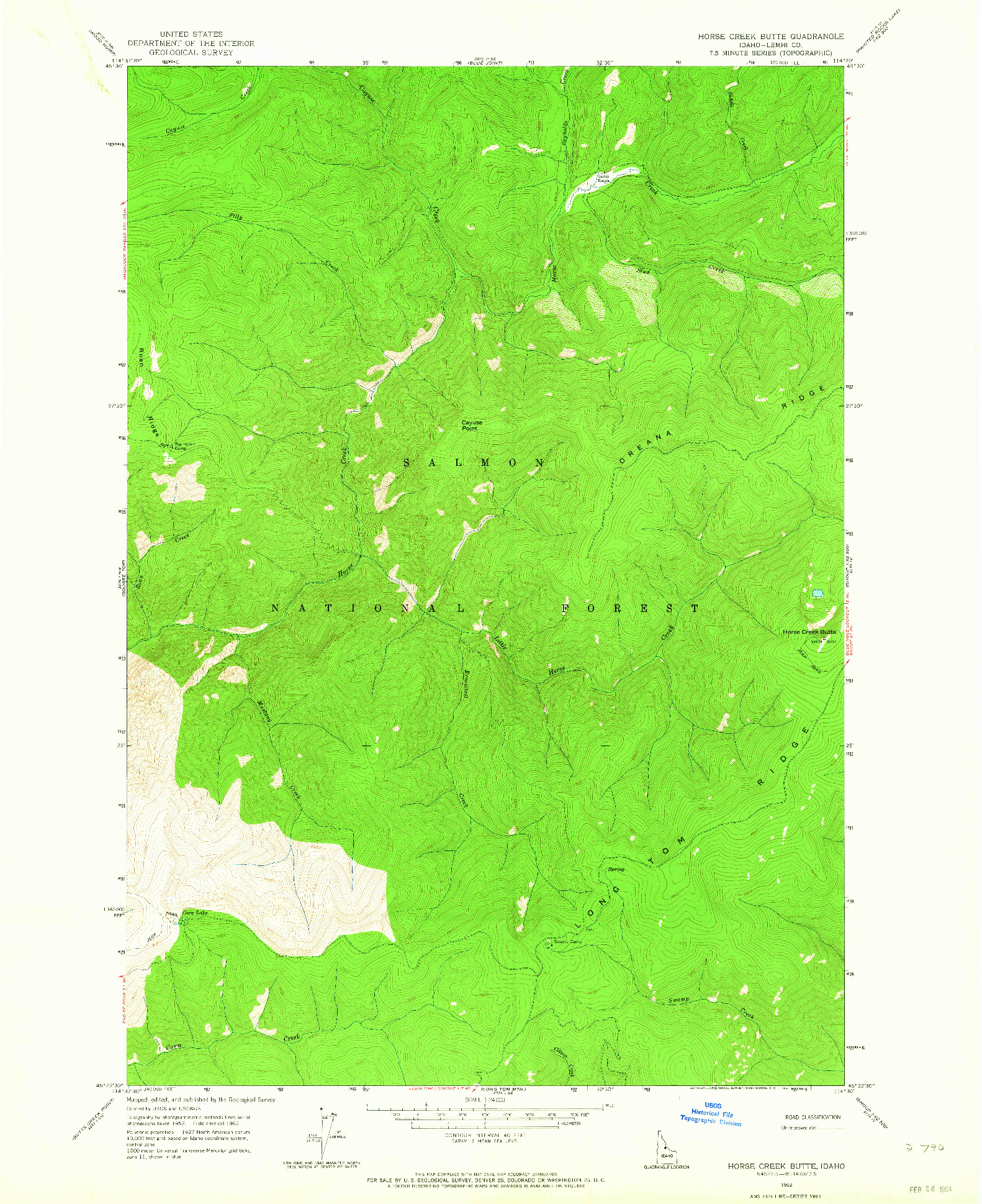 USGS 1:24000-SCALE QUADRANGLE FOR HORSE CREEK BUTTE, ID 1962