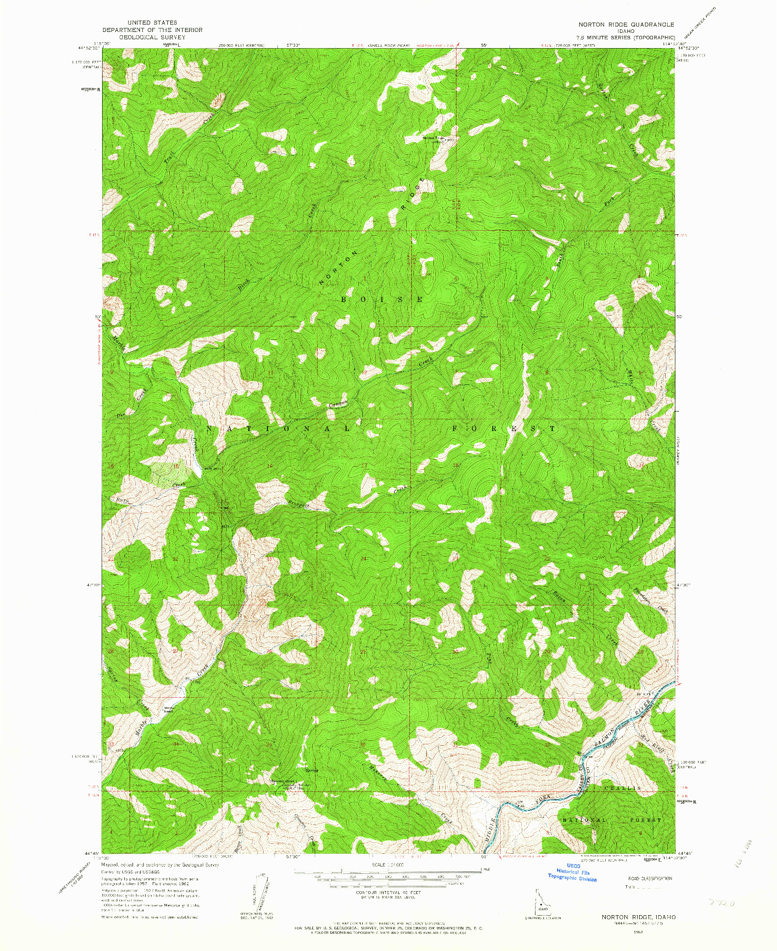 USGS 1:24000-SCALE QUADRANGLE FOR NORTON RIDGE, ID 1962