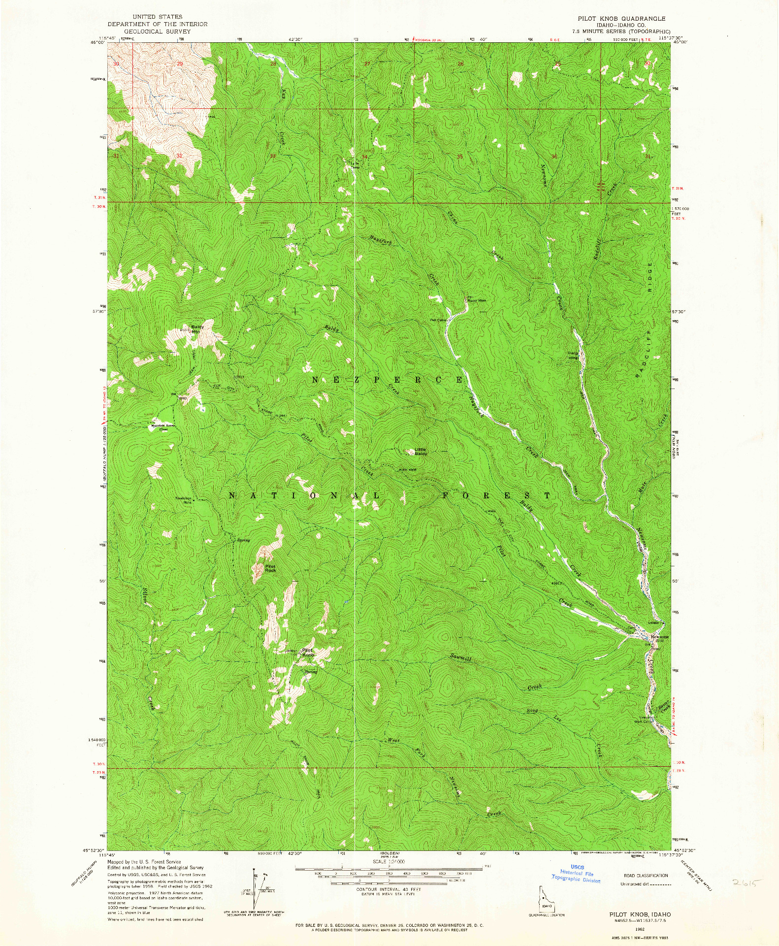 USGS 1:24000-SCALE QUADRANGLE FOR PILOT KNOB, ID 1962