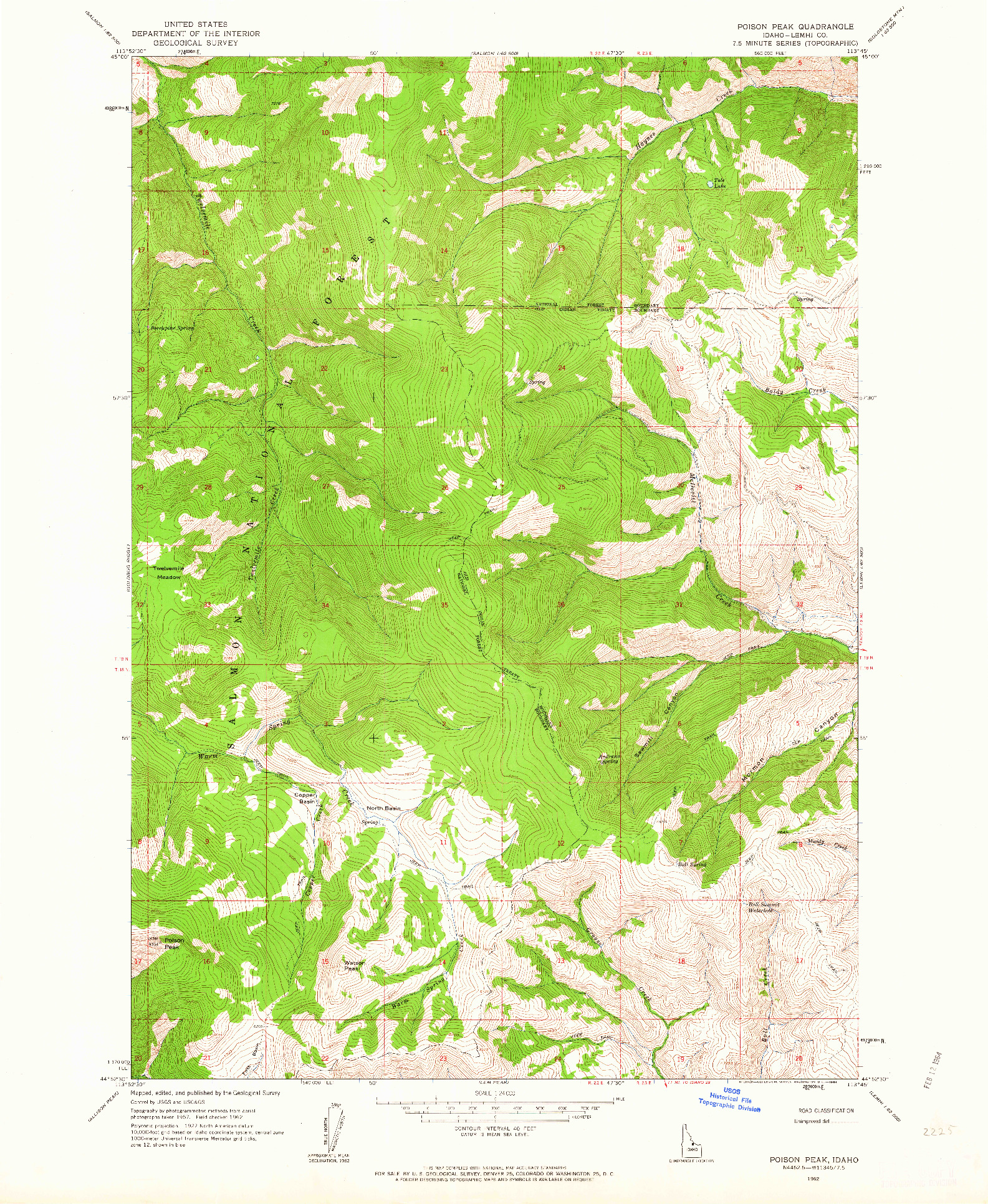 USGS 1:24000-SCALE QUADRANGLE FOR POISON PEAK, ID 1962