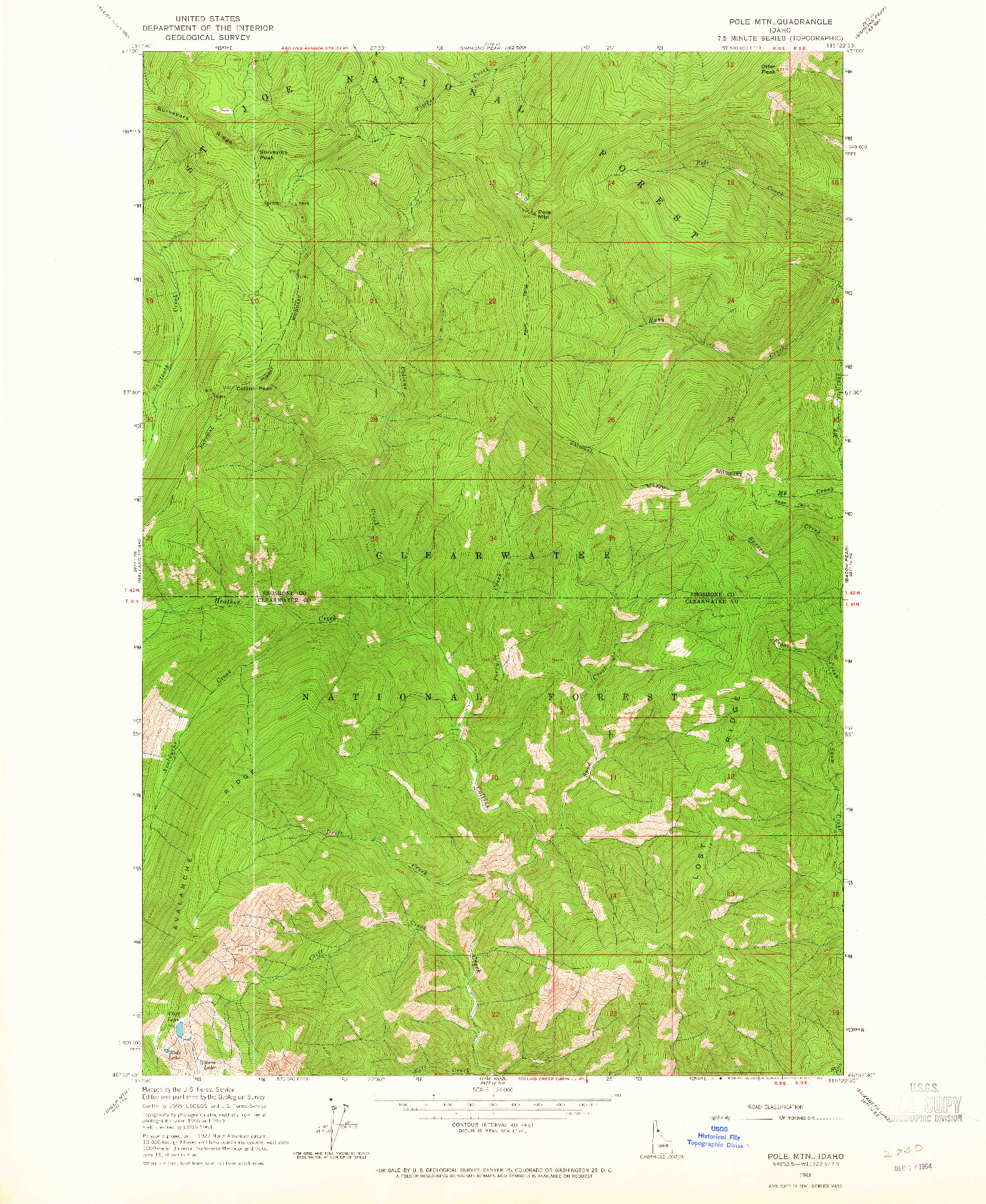 USGS 1:24000-SCALE QUADRANGLE FOR POLE MTN, ID 1963