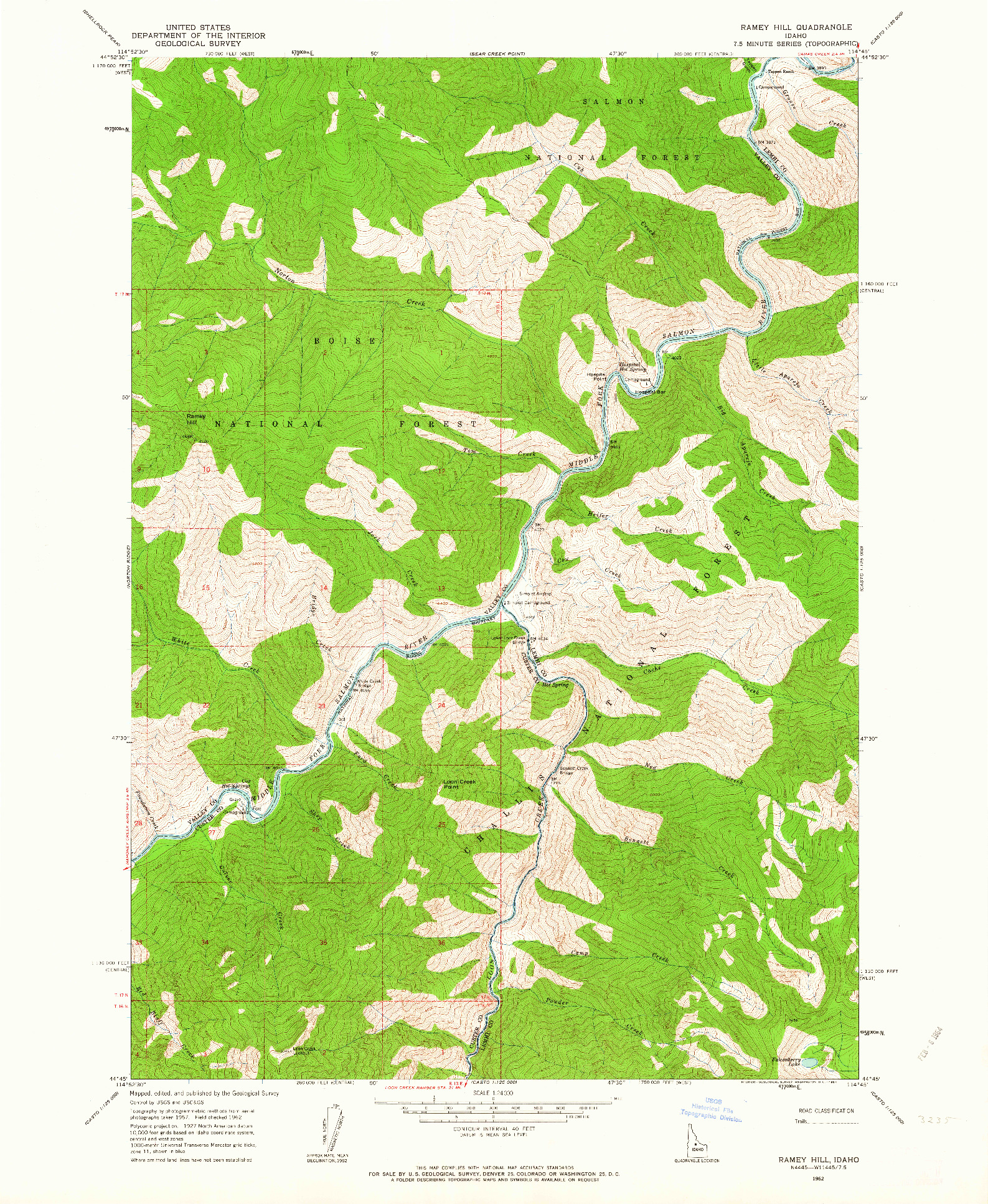 USGS 1:24000-SCALE QUADRANGLE FOR RAMEY HILL, ID 1962