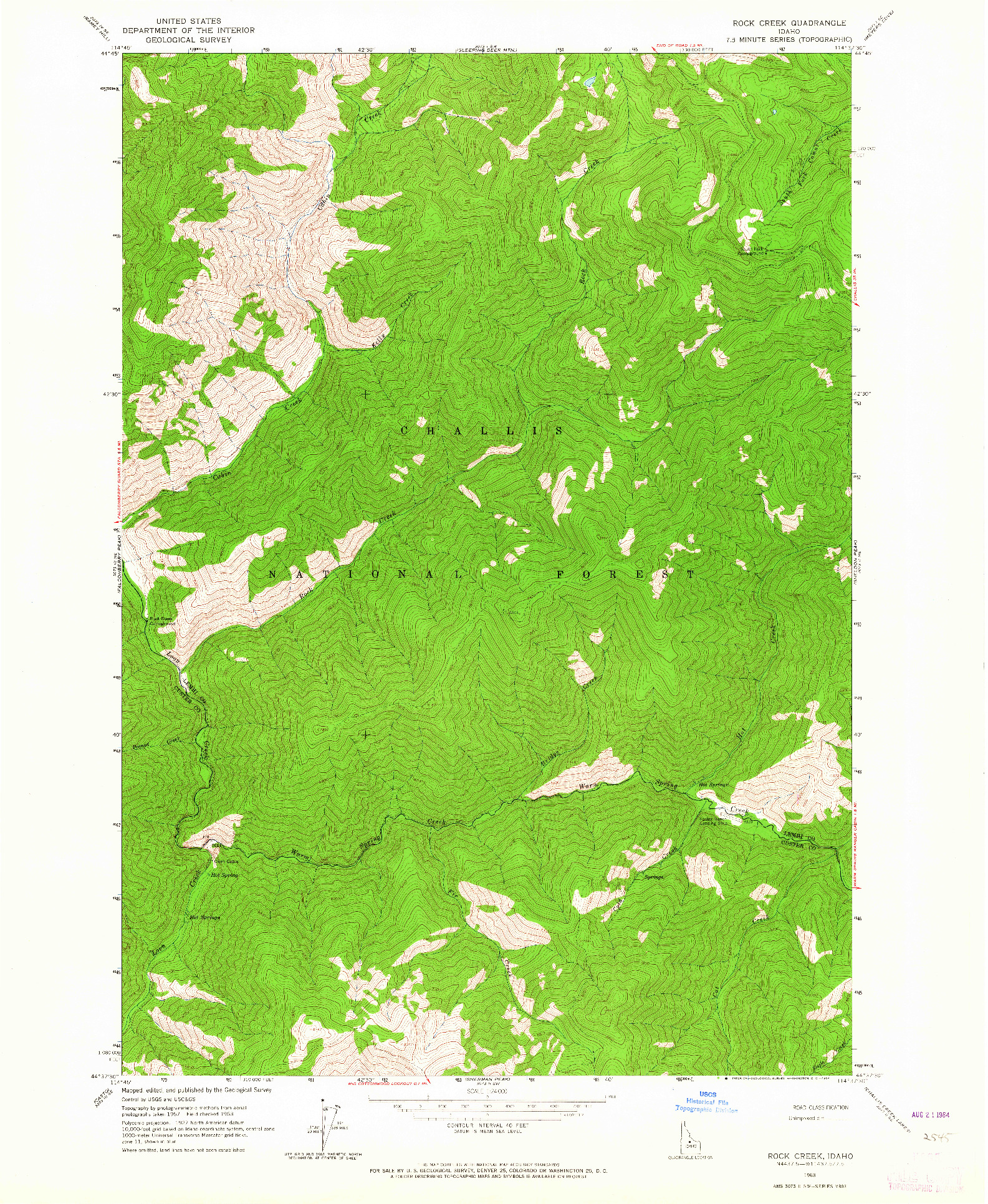 USGS 1:24000-SCALE QUADRANGLE FOR ROCK CREEK, ID 1963