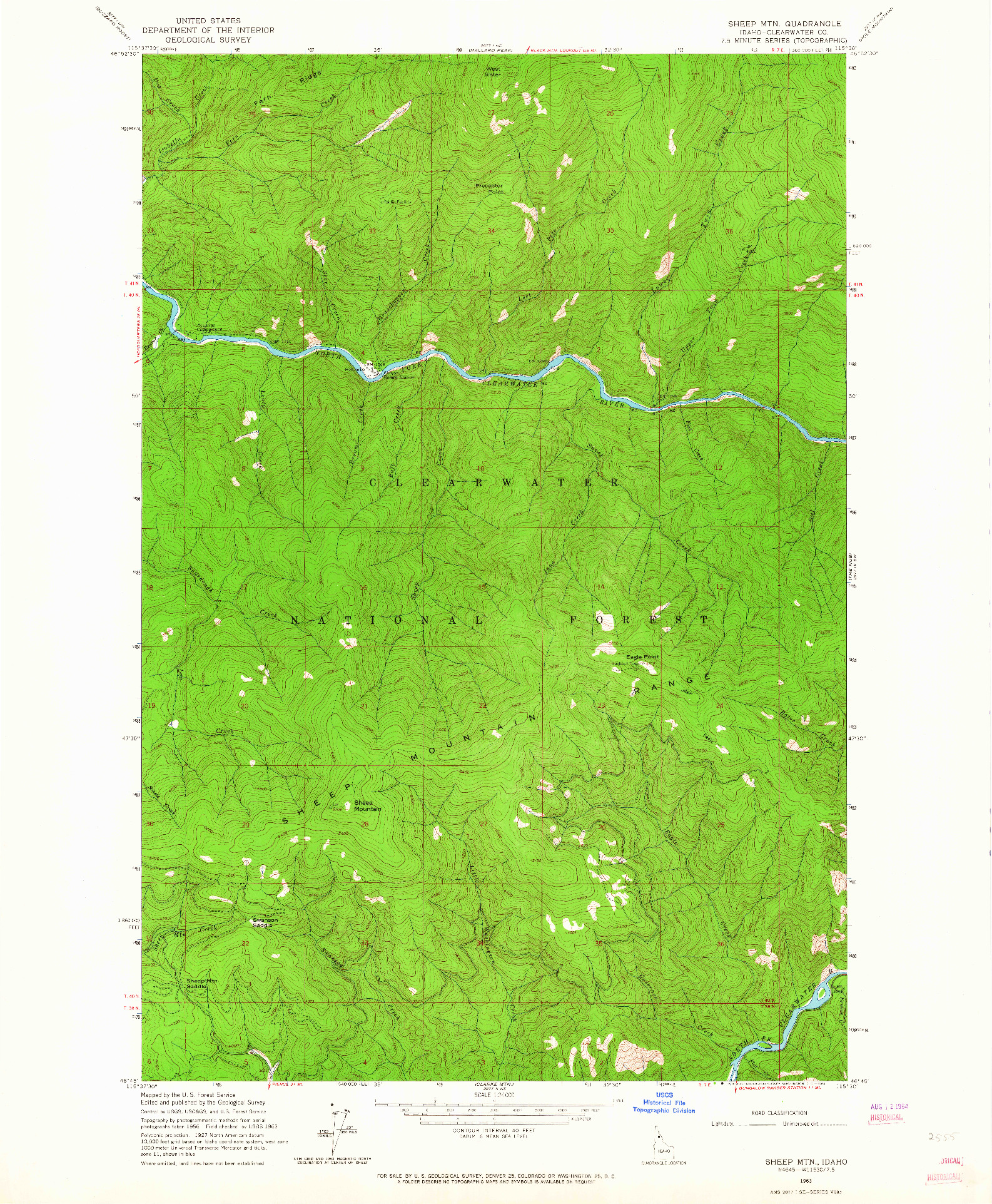 USGS 1:24000-SCALE QUADRANGLE FOR SHEEP MTN, ID 1963