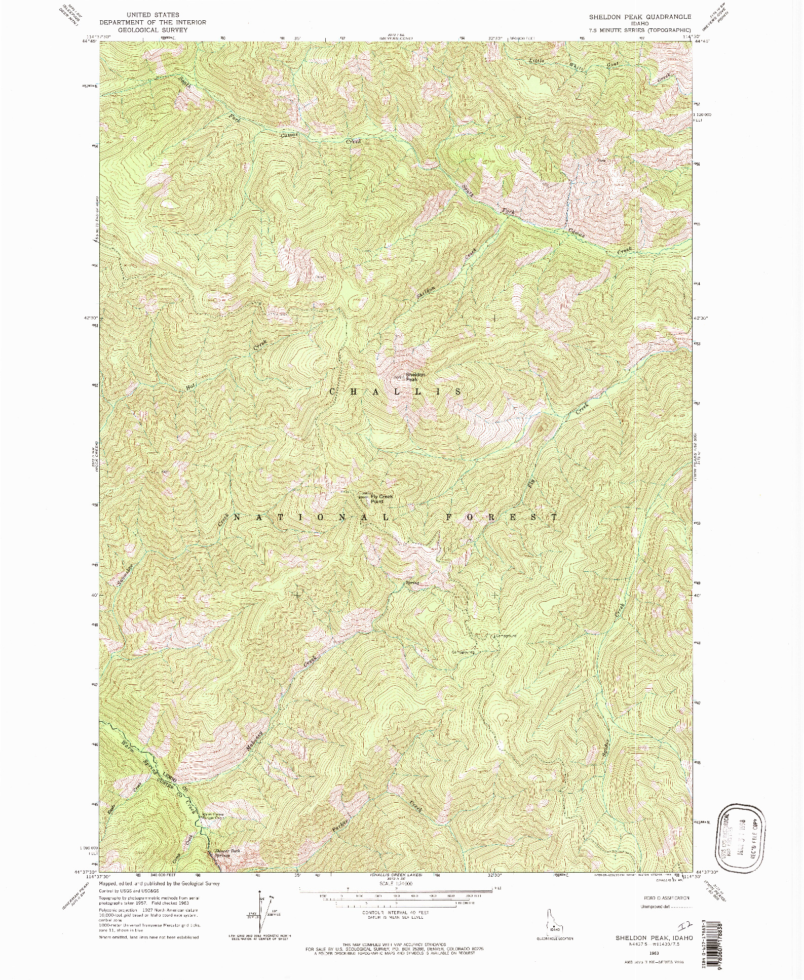 USGS 1:24000-SCALE QUADRANGLE FOR SHELDON PEAK, ID 1963